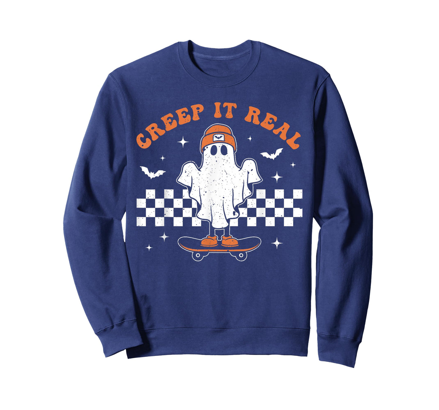 Creep it Real Ghost Skateboard Retro Cute Halloween Boy Girl T-Shirt