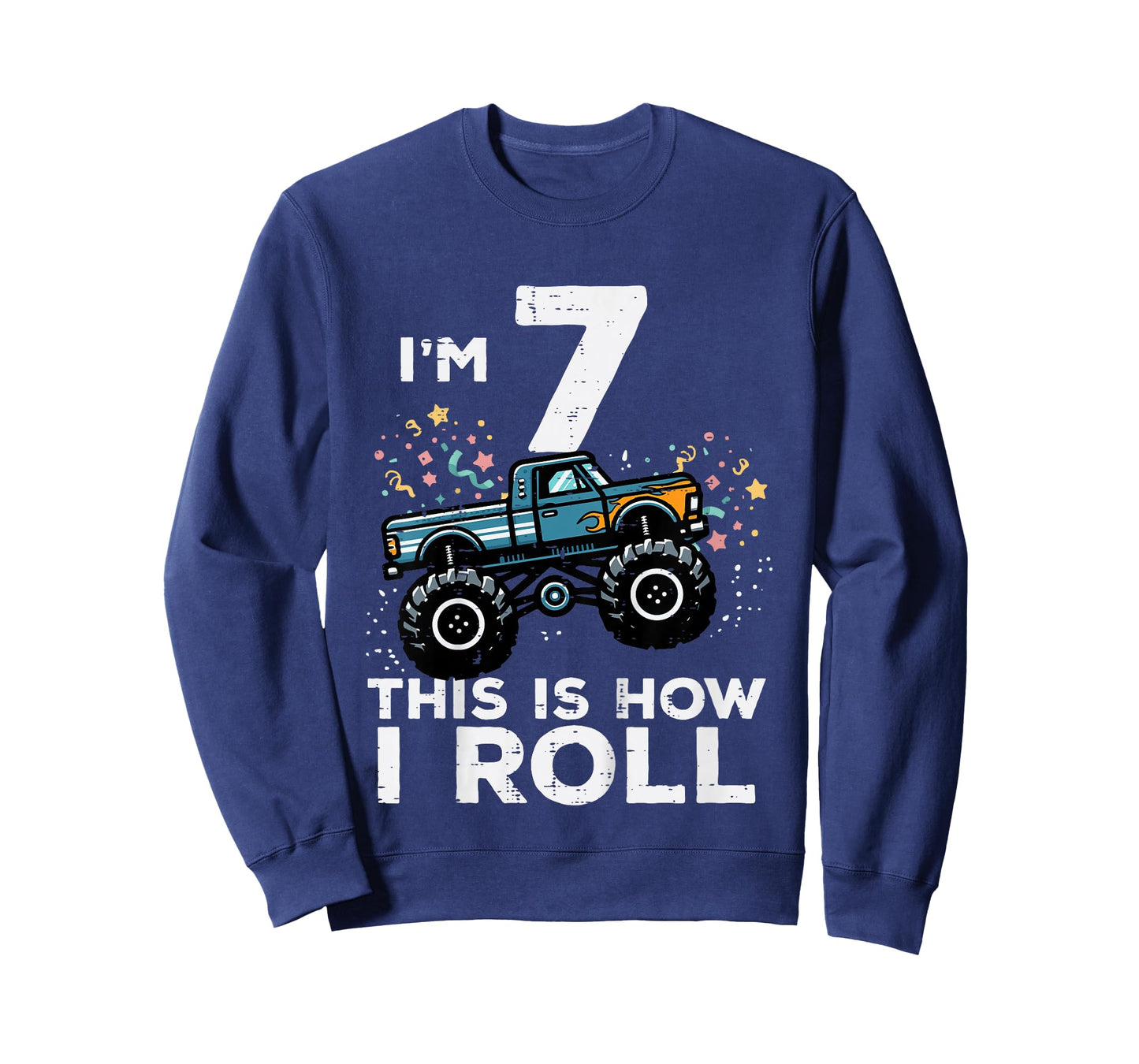 Kids Im 7 Years Old Monster Truck 7th Birthday Boys Kids T-Shirt