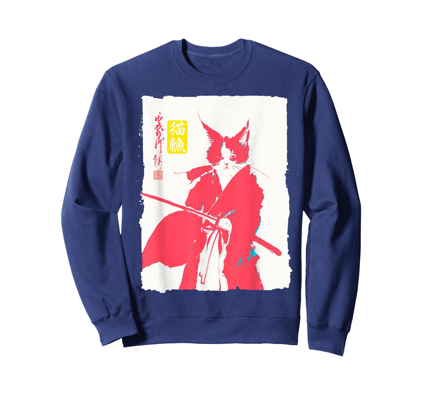 Samurai Cat Japanese Art Funny Anime Manga Graphic T-Shirt