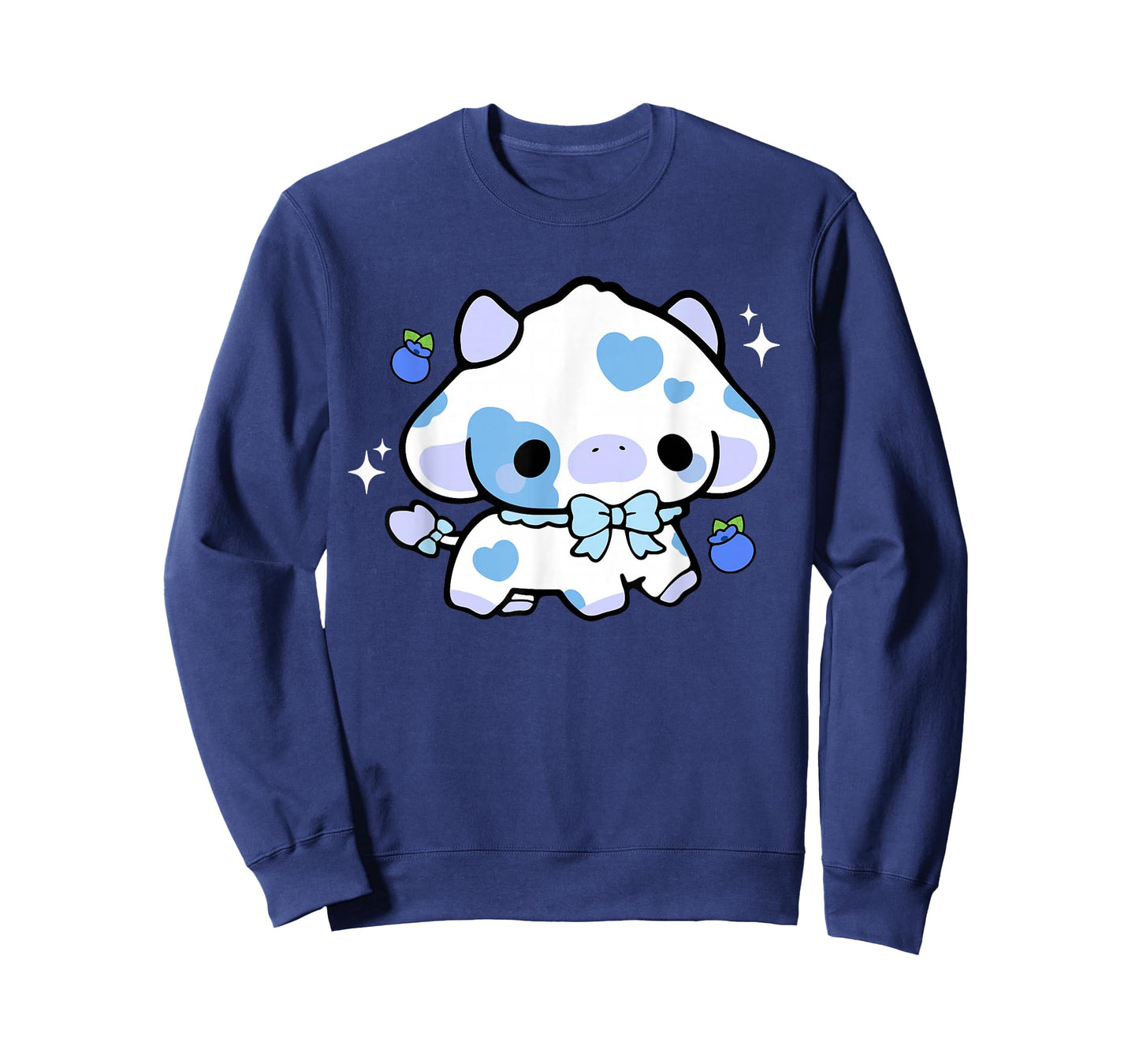 Kawaii Cow Blueberry Cute Aesthetic Anime Girls Teens Kids T-Shirt