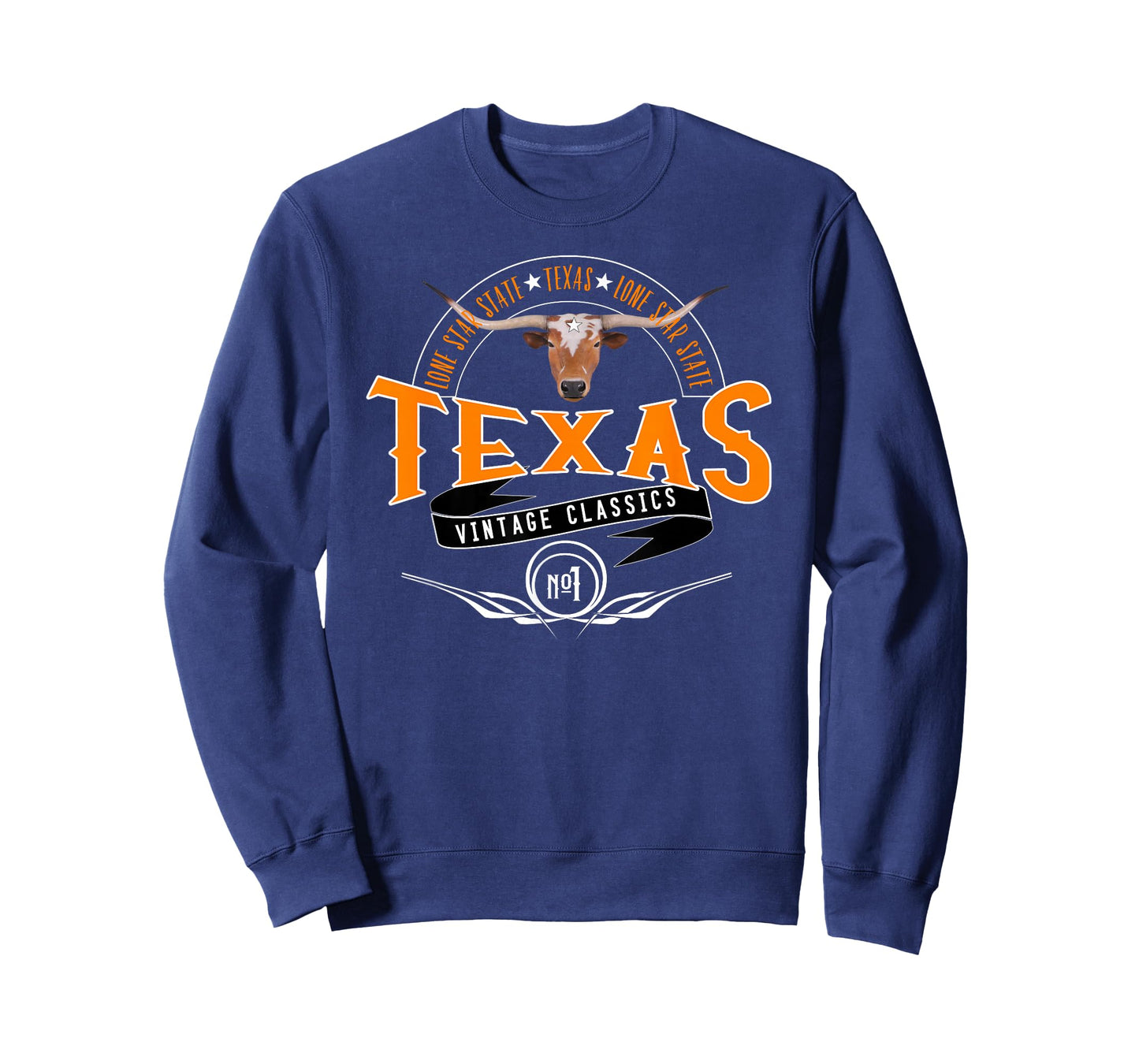 Vintage Classic Style Texas Lone Star Longhorn Design T-Shirt