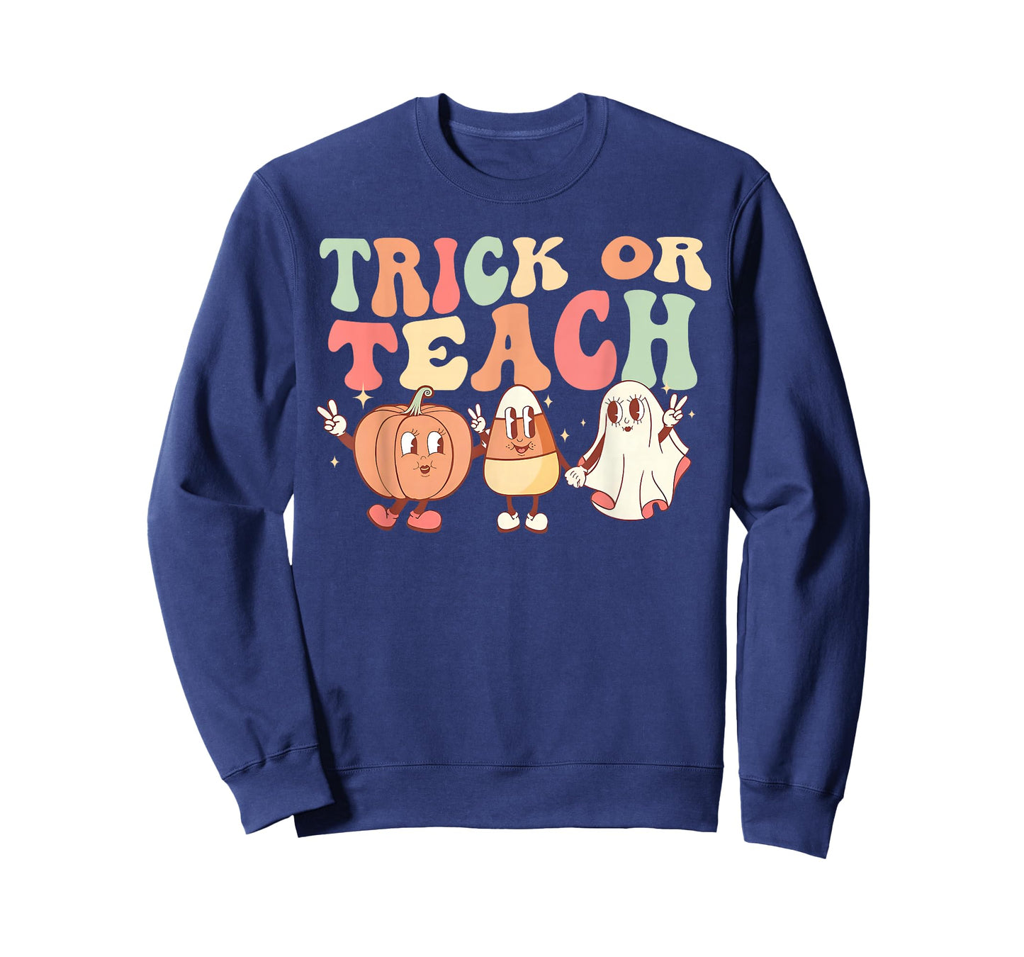 Trick Or Teach Pumpkin Candy Corn Ghost Halloween Teacher T-Shirt