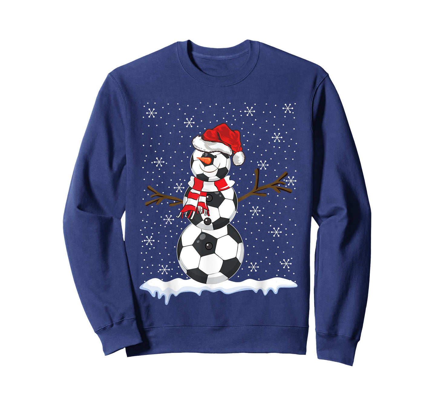 Ugly Sweater Style Snowman Soccer Ball Christmas T-Shirt