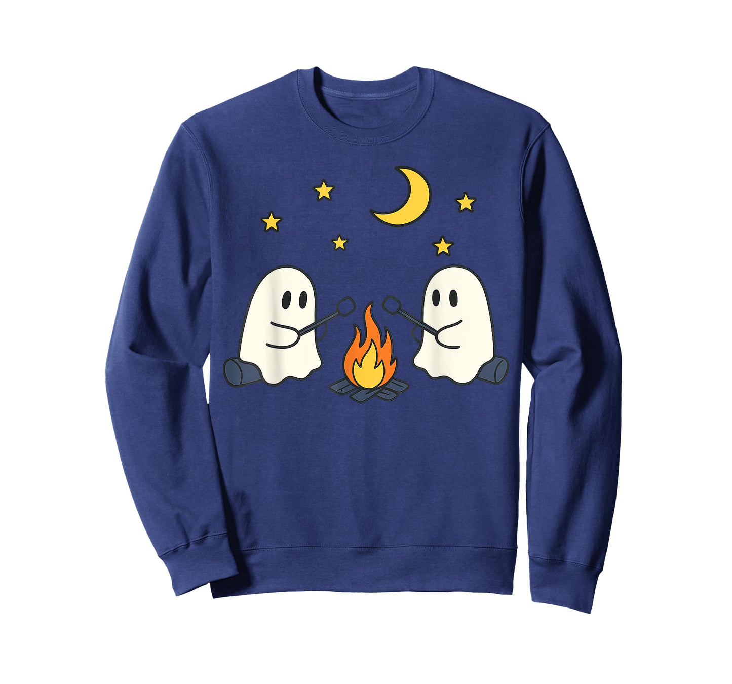 Cute Ghost Camping Campfire Halloween Marshmallow Men Women T-Shirt