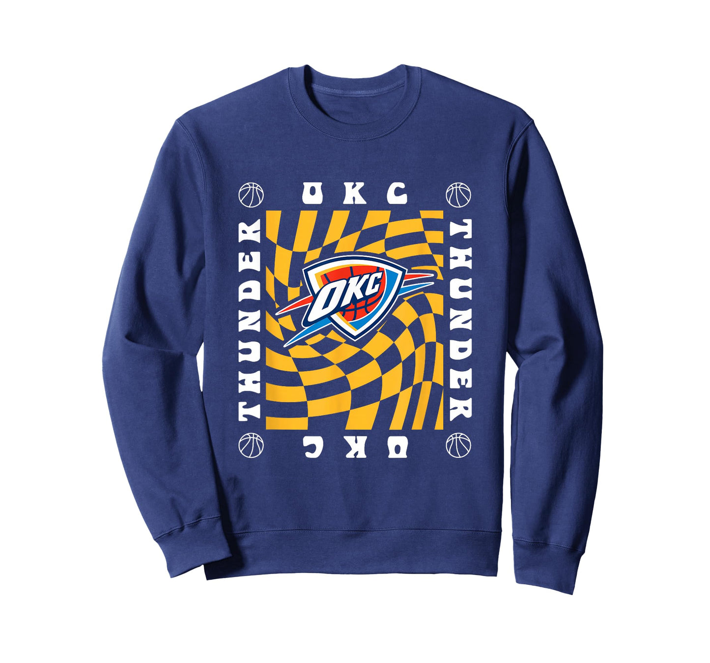 NBA Oklahoma City Thunder Retro Checkerboard Wave T-Shirt