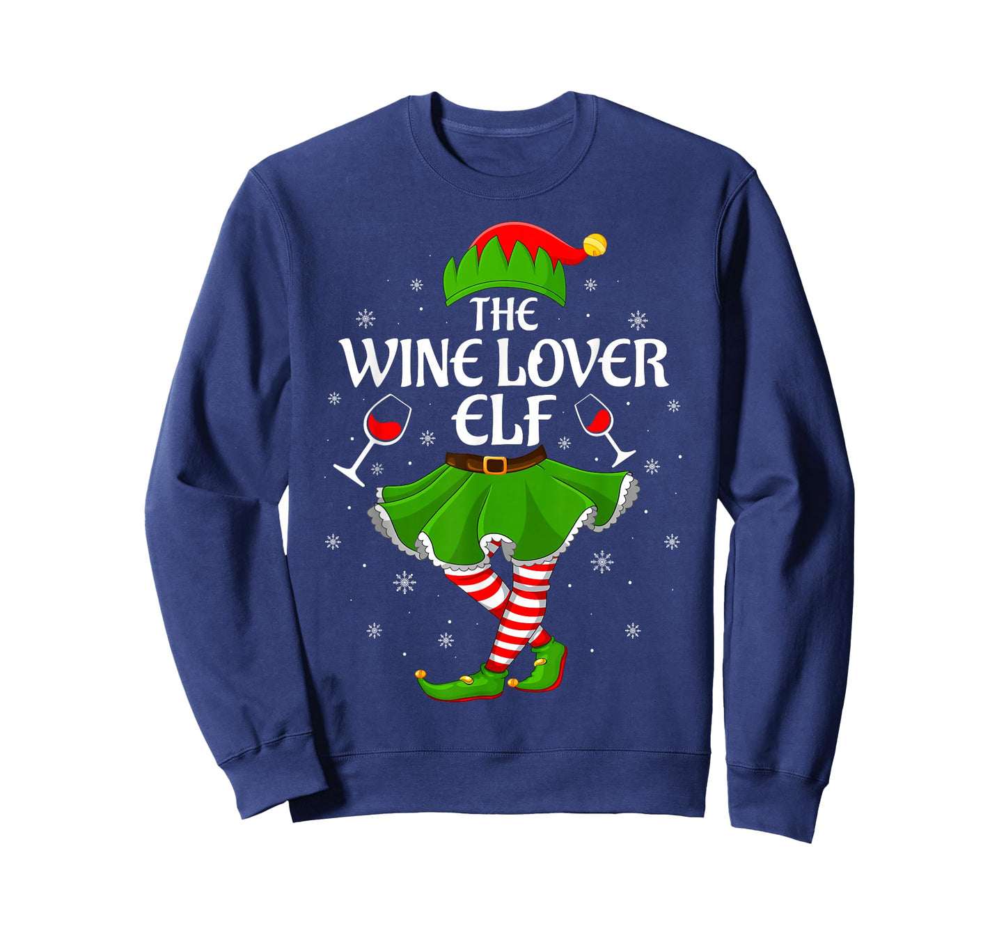 Wine Lover Elf Christmas Family Girls Women Elf Squad Xmas T-Shirt