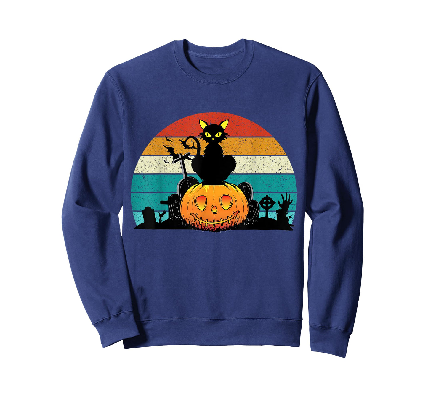 Vintage Scary Halloween Black Cat Costume Retro Moon Cat T-Shirt
