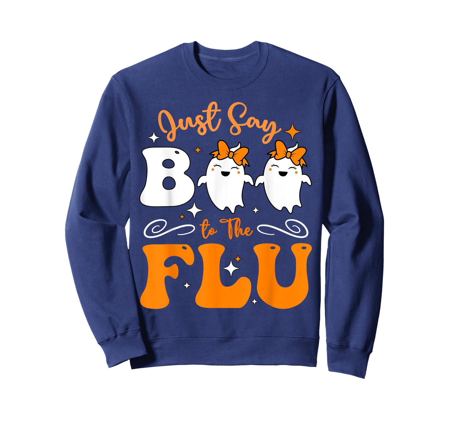 Say Boo To The Flu Funny Halloween Bow Cute Ghost Boo To Flu T-Shirt