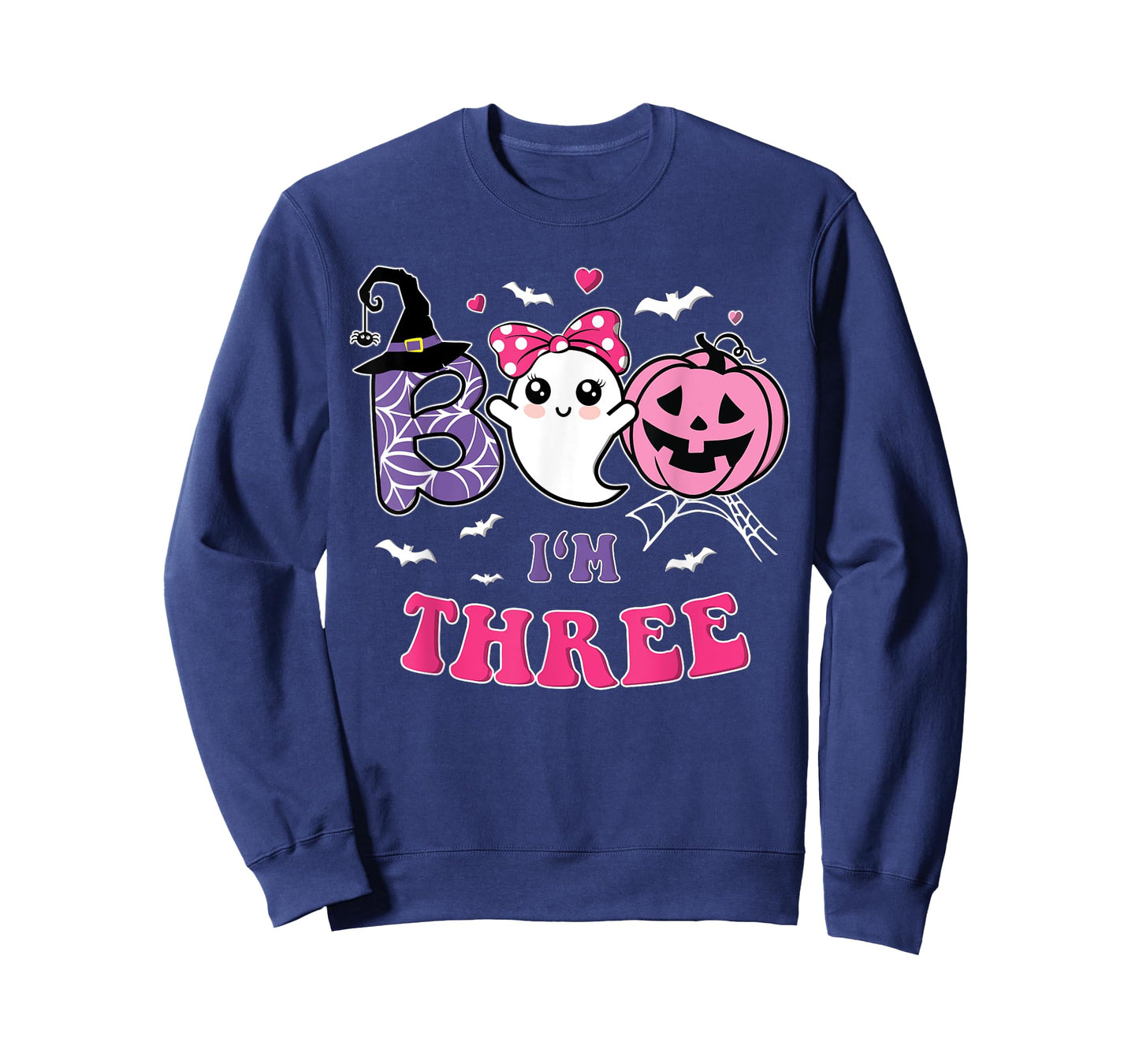 Groovy Halloween Ghost Boo I'm Three Year 3rd Birthday Girl T-Shirt