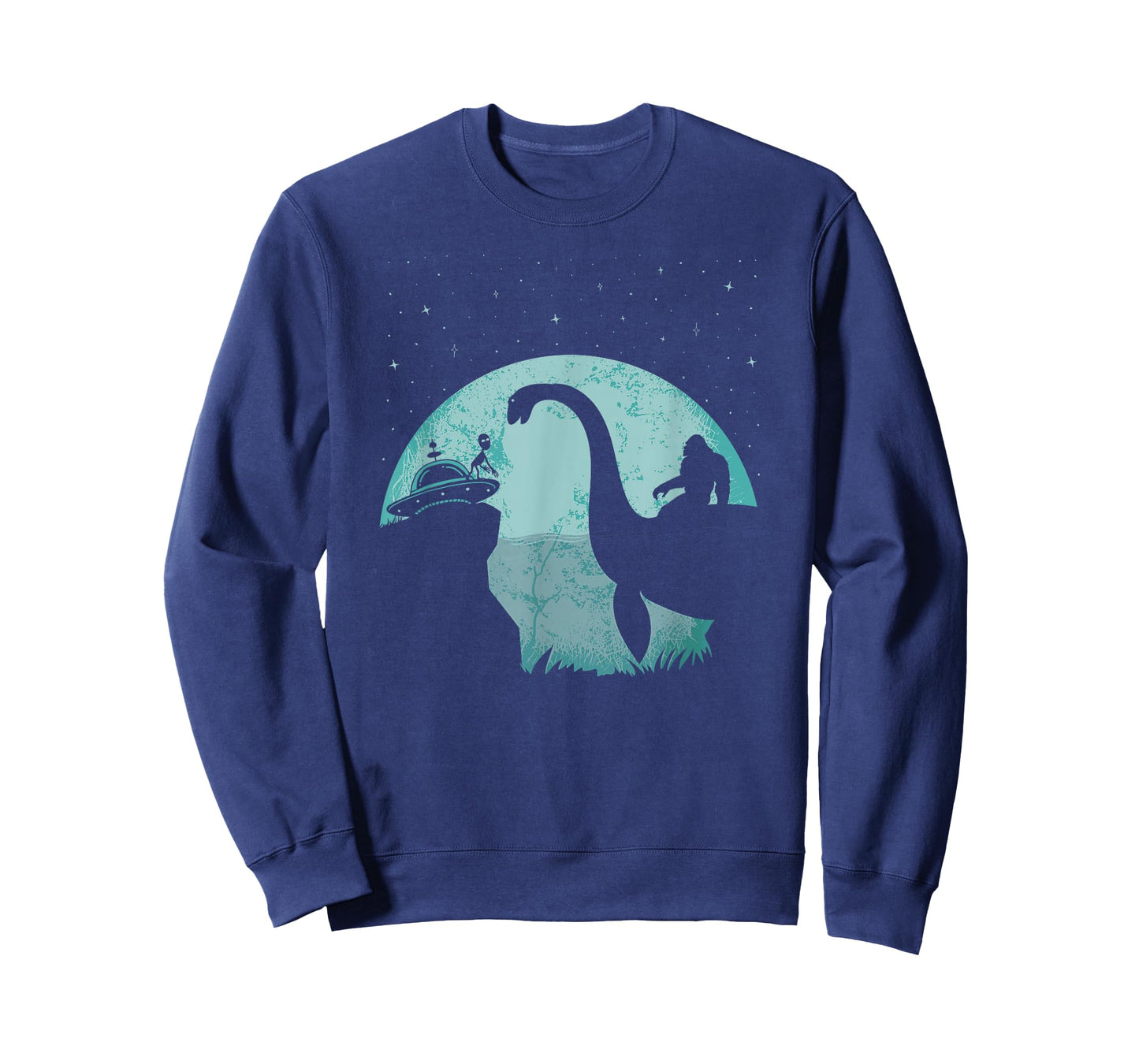 Bigfoot Riding Loch Ness Monster Sasquatch Ufo Abduction T-Shirt