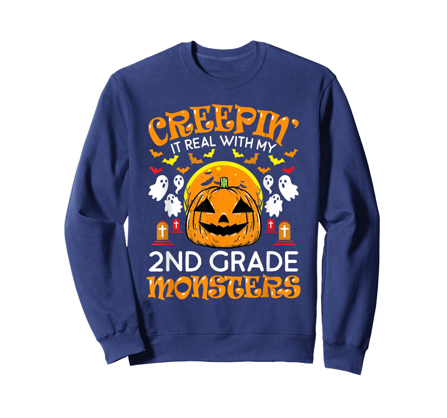 Creepin It Real with My 2nd Grade Monsters Halloween Teacher T-Shirt