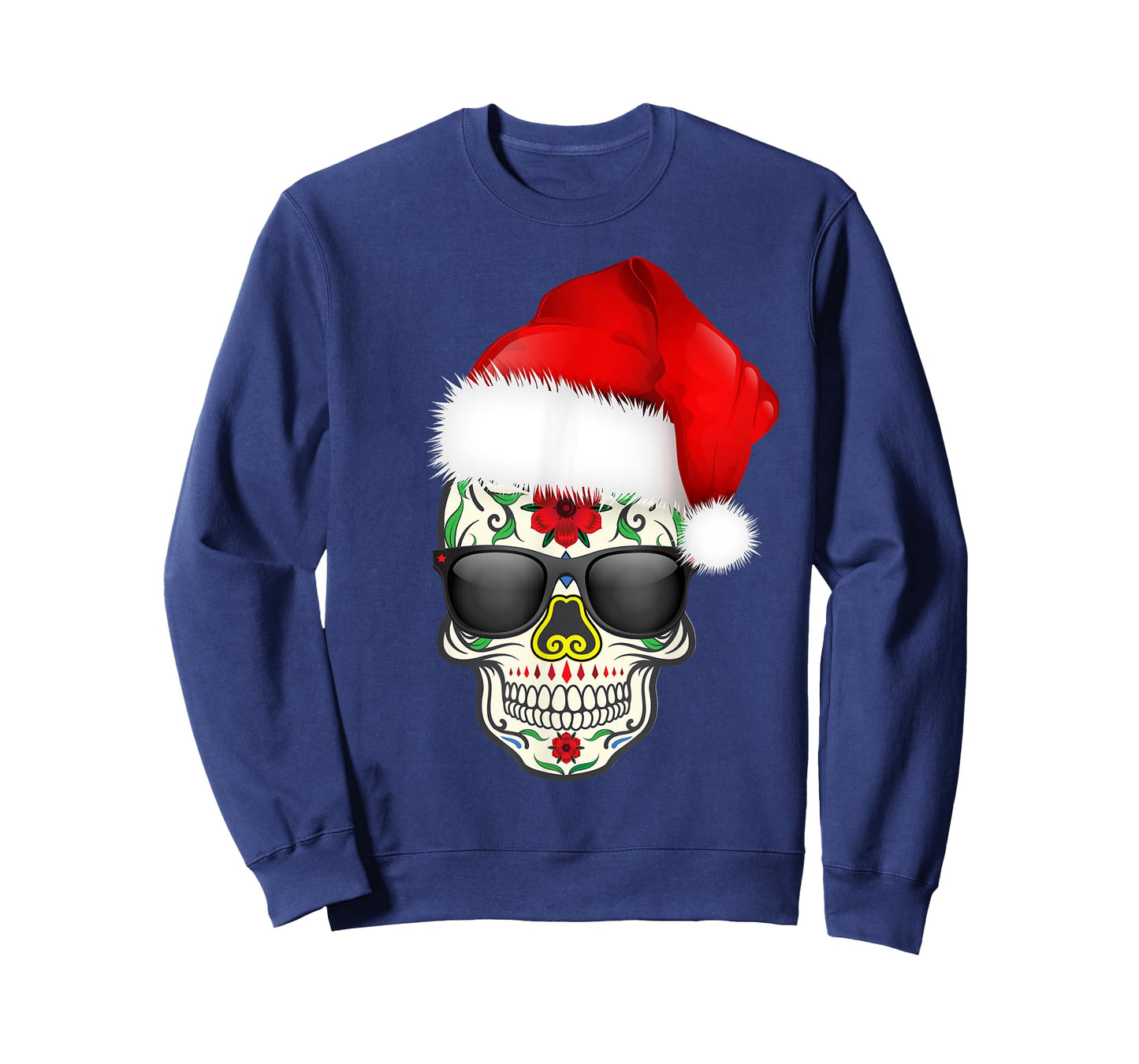 Christmas Hat Santa Day Of The Dead Sugar Skull Party Shirt T-Shirt