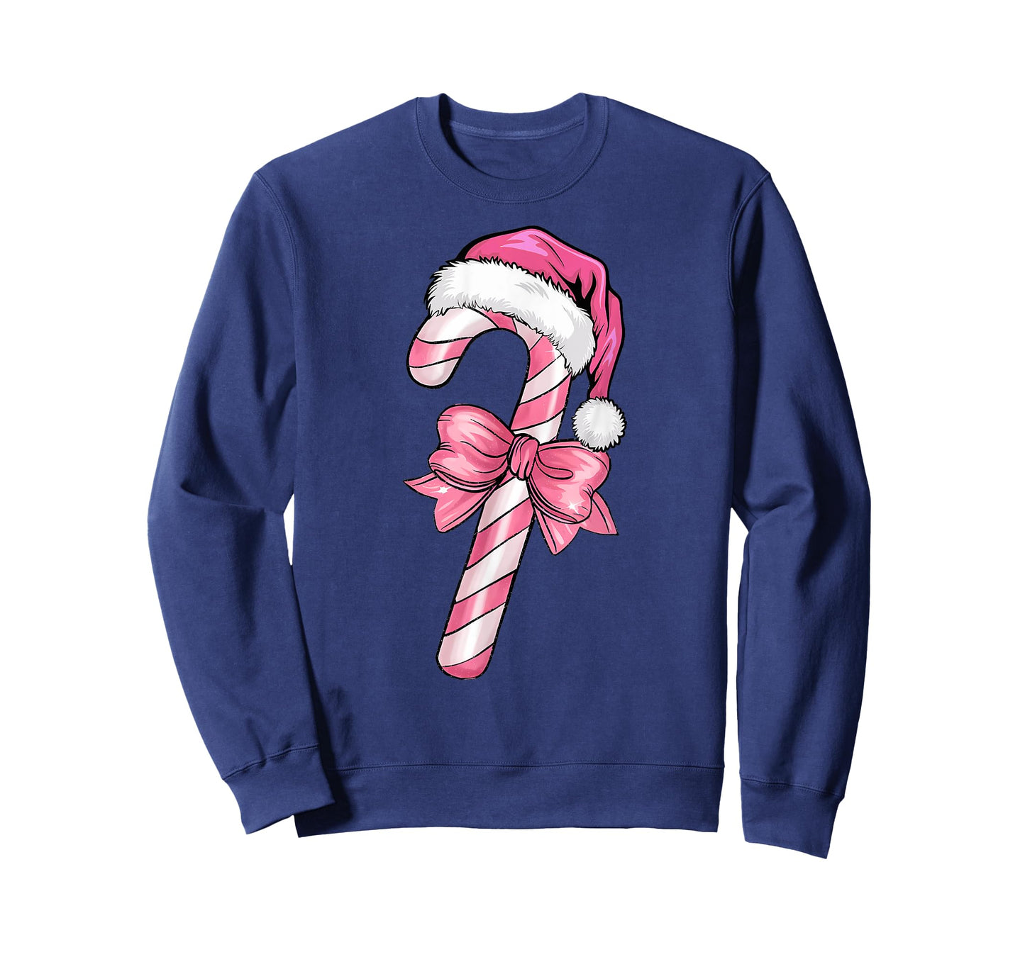 Pink Candy Cane Santa Christmas Xmas Coquette Bow Kids Girls T-Shirt