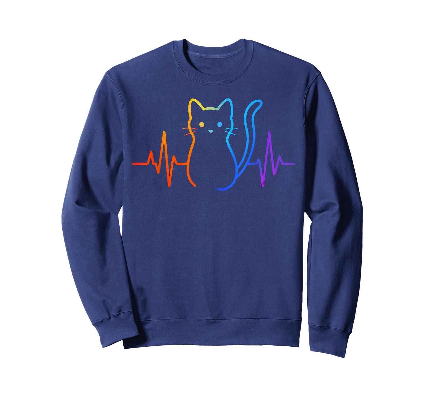 Cute Colorful Cat Heartbeat EKG T-Shirt