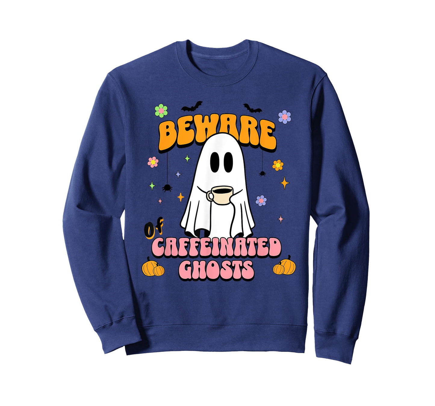 Cute Ghost Drinking Coffee Halloween Spooky Season Lover T-Shirt