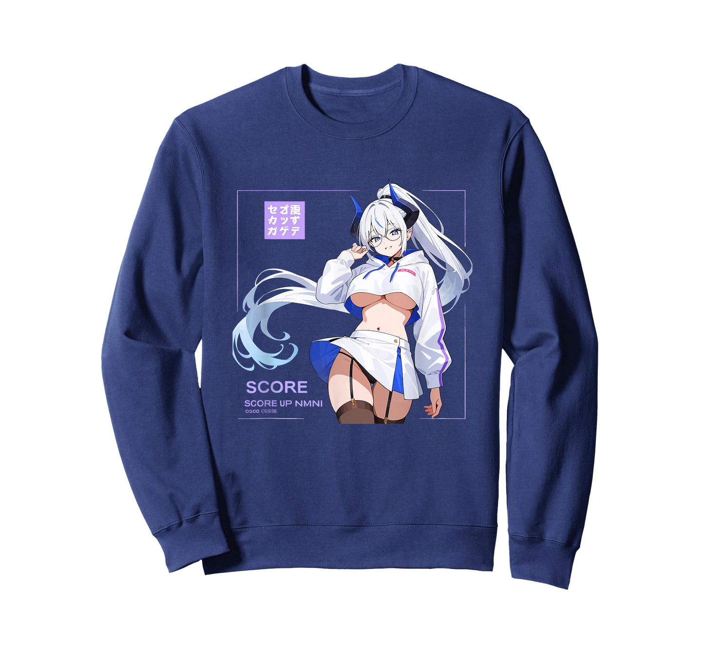 Waifu Sexy Anime Girl Horns Glasses Skirt Japanese Manga T-Shirt