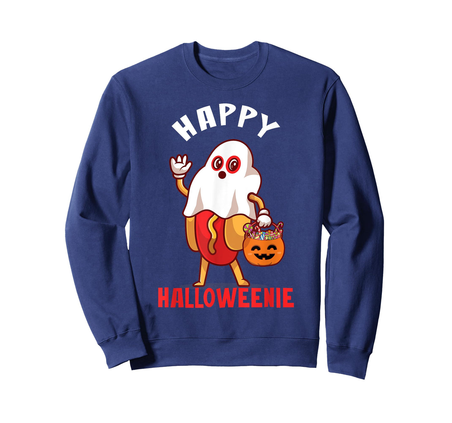 Happy Halloweenie Halloween Hot Dog Ghost Funny T-Shirt