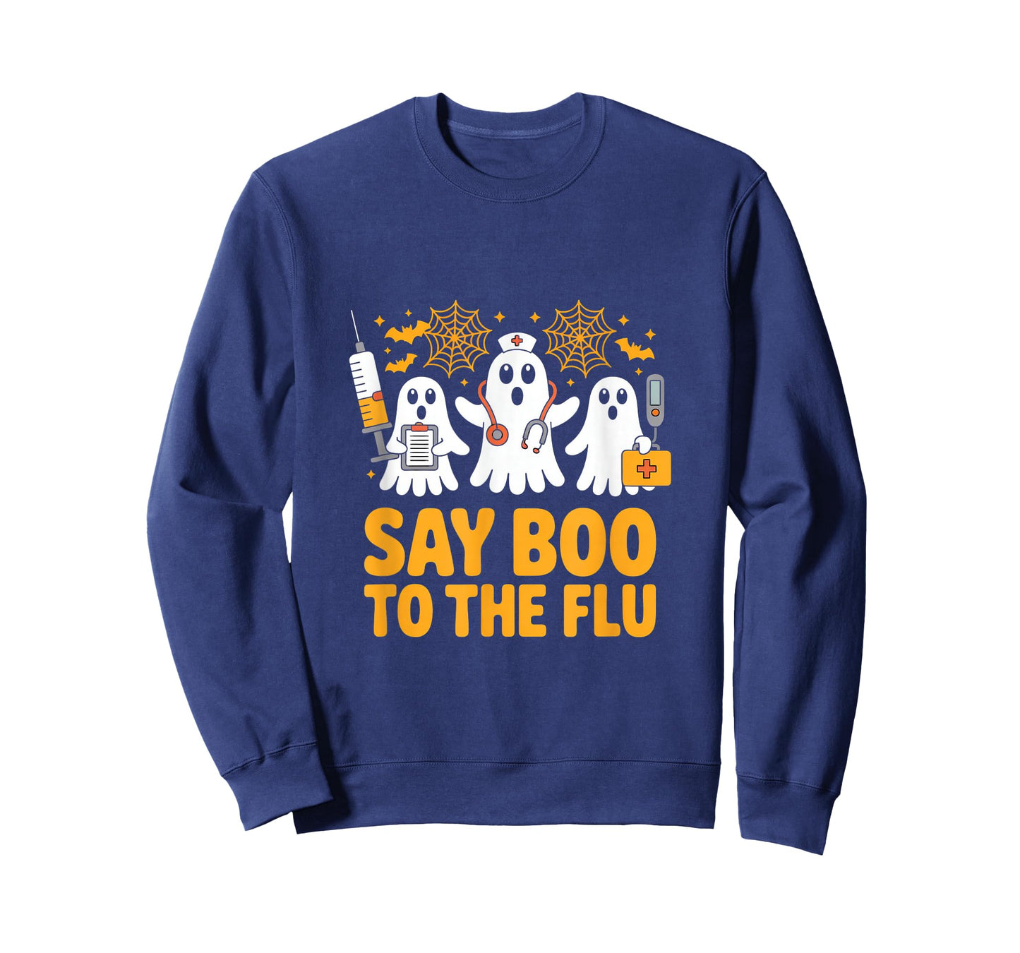 Funny Nurse Ghost Halloween Vaccine Say Boo to The Flu T-Shirt