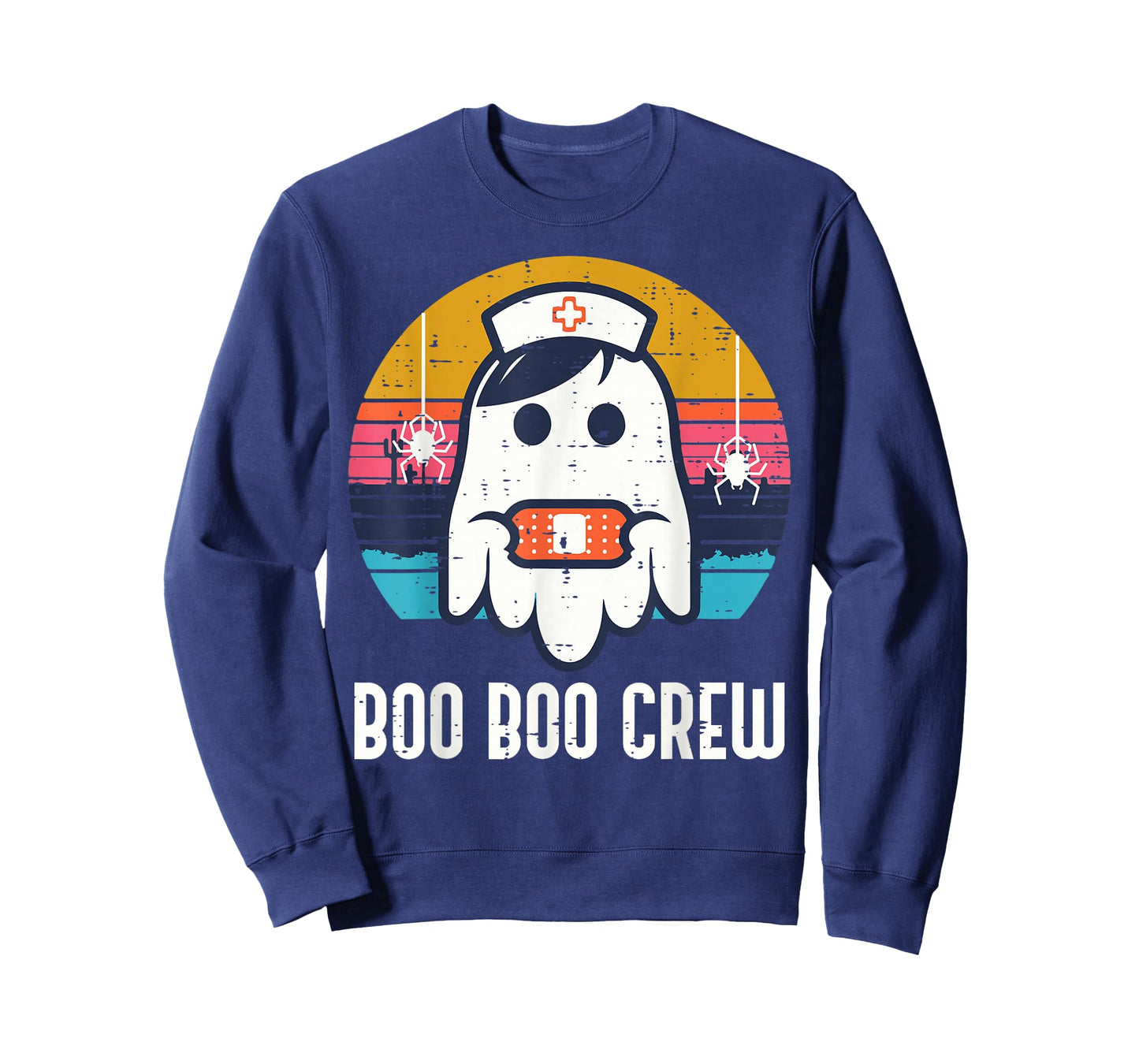 Halloween Nurse Ghost Boo Boo Costume Scrub Top Crew Women T-Shirt