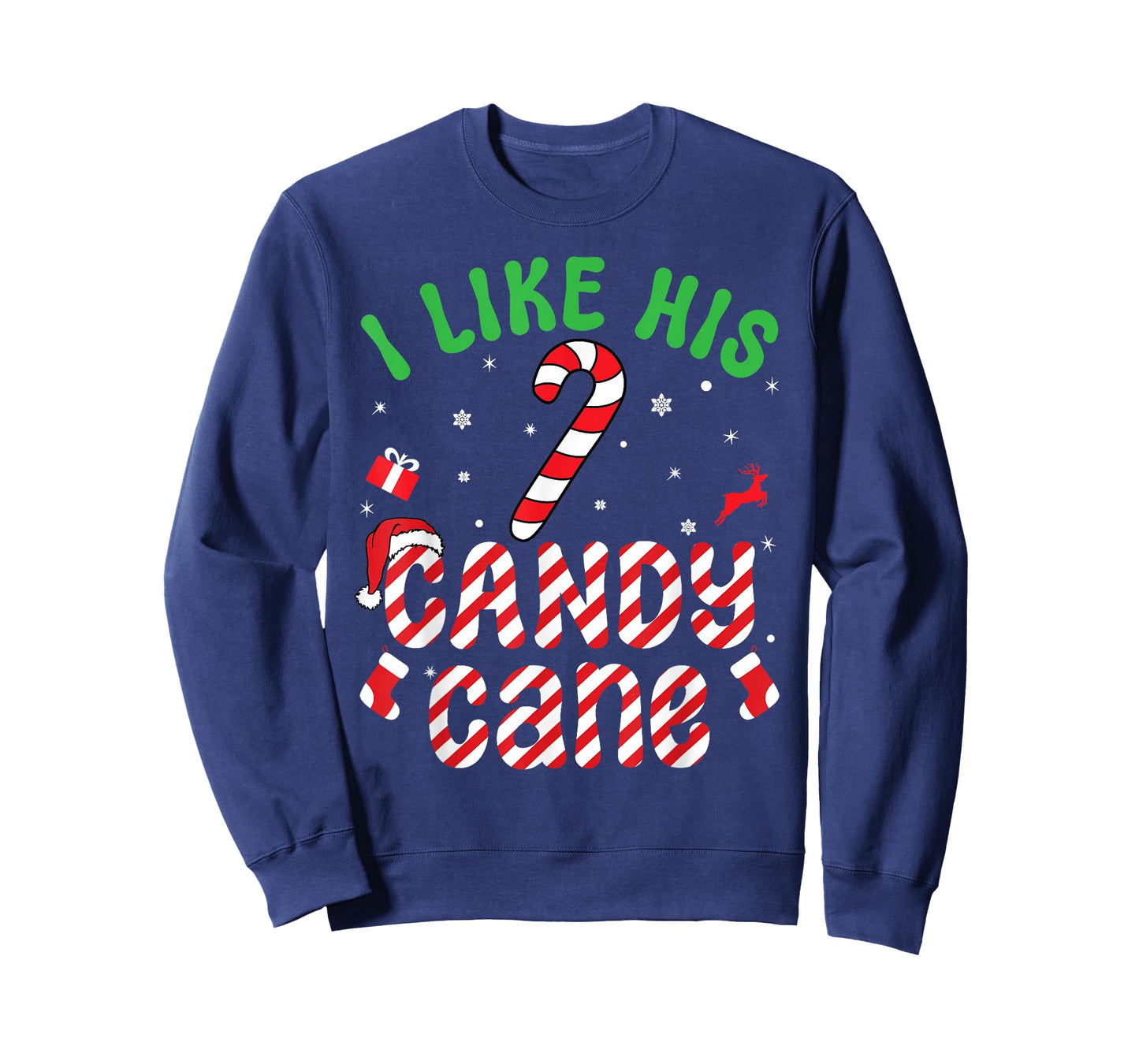 I Like His Candy Cane Funny Christmas Couples Matching T-Shirt