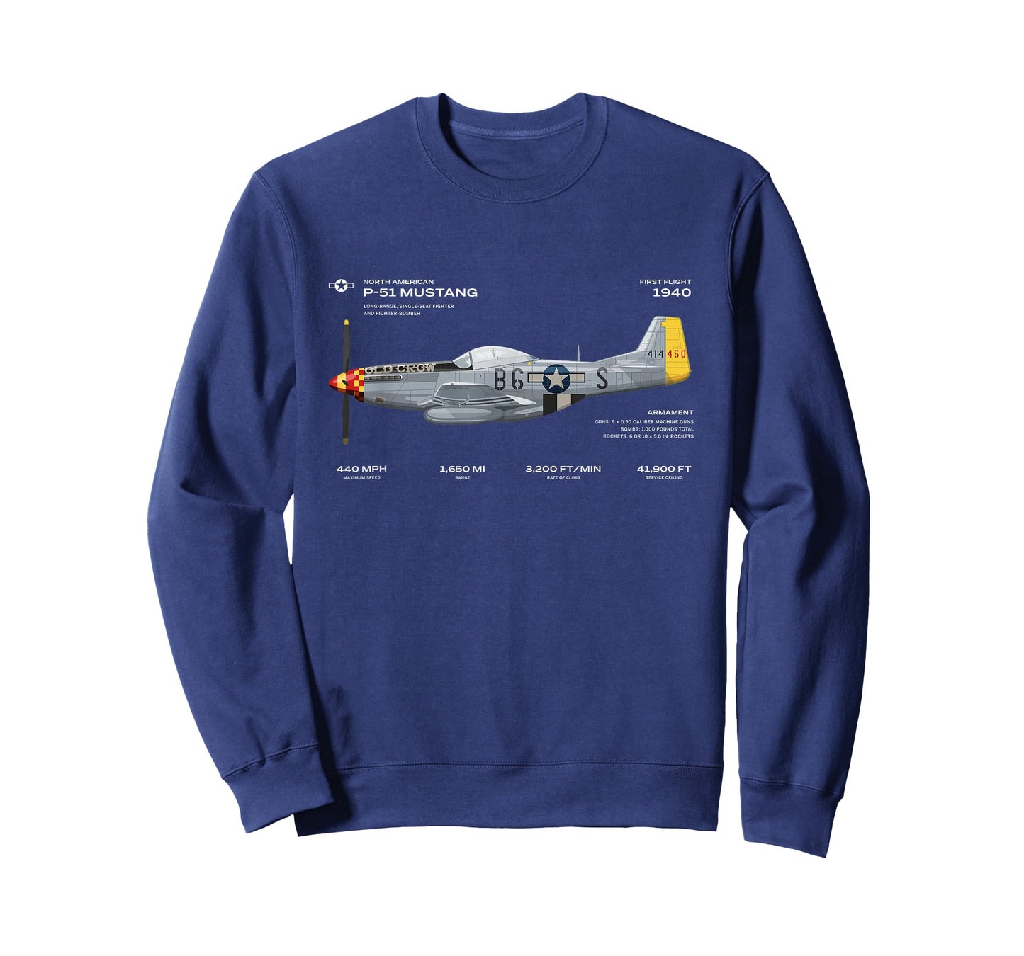 P-51 Mustang WWII Aeroplane Historical Warbird Fighter T-Shirt