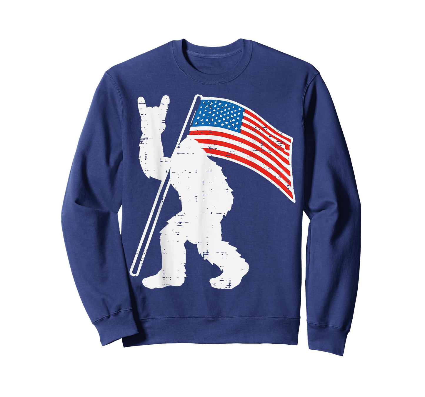 Bigfoot America Flag Rock Hand Rocker Sasquatch Men Boys Kid T-Shirt