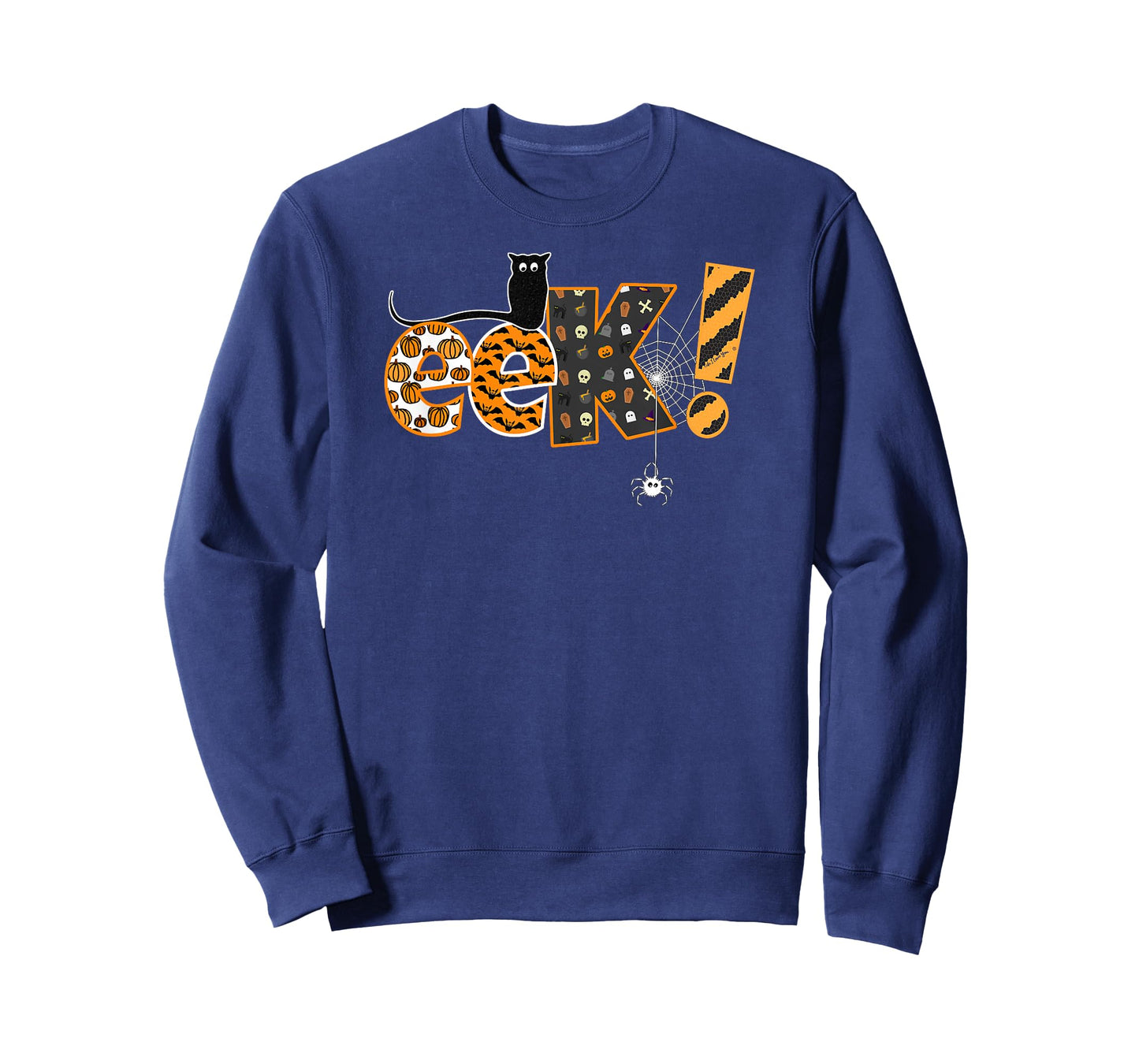 Boo Halloween EEK! Design with Funny Cat and Spider T-Shirt for Men Women Kids