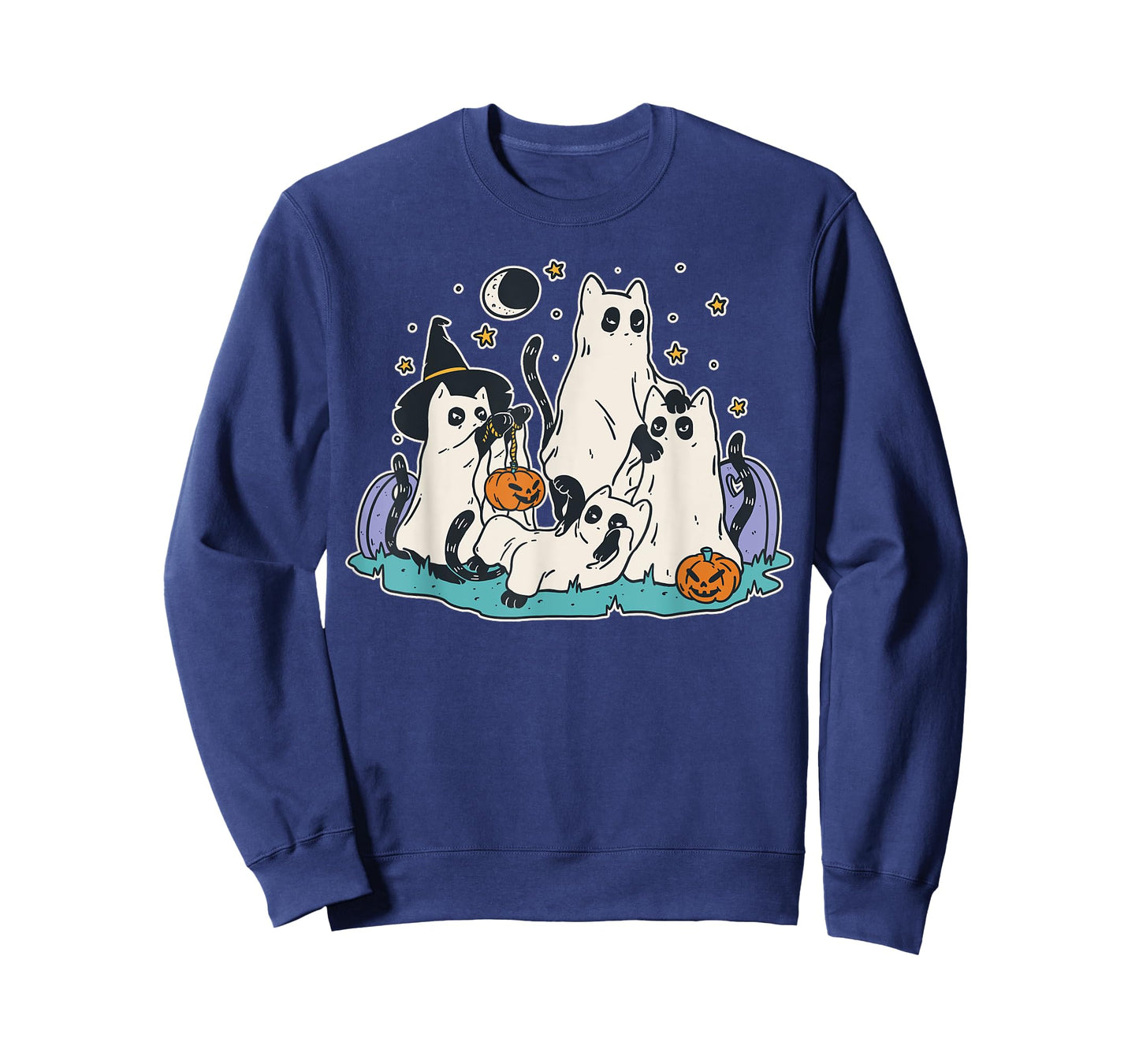Black Cats in Ghost Costume - Cute Women and Men Halloween T-Shirt