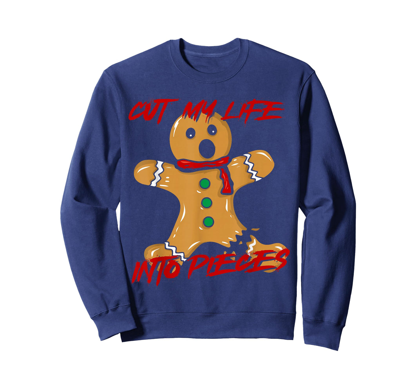 Funny Black Hair Punk Alternative Emo Music Lover Cut My Lift Into Pieces Emo Heritage Gingerbread Man Lover Unisex-Adults T-Shirt