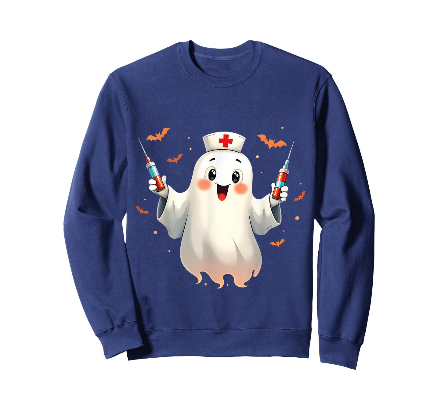 Spooky Halloween Nurse Ghost Holding Syringes T-Shirt