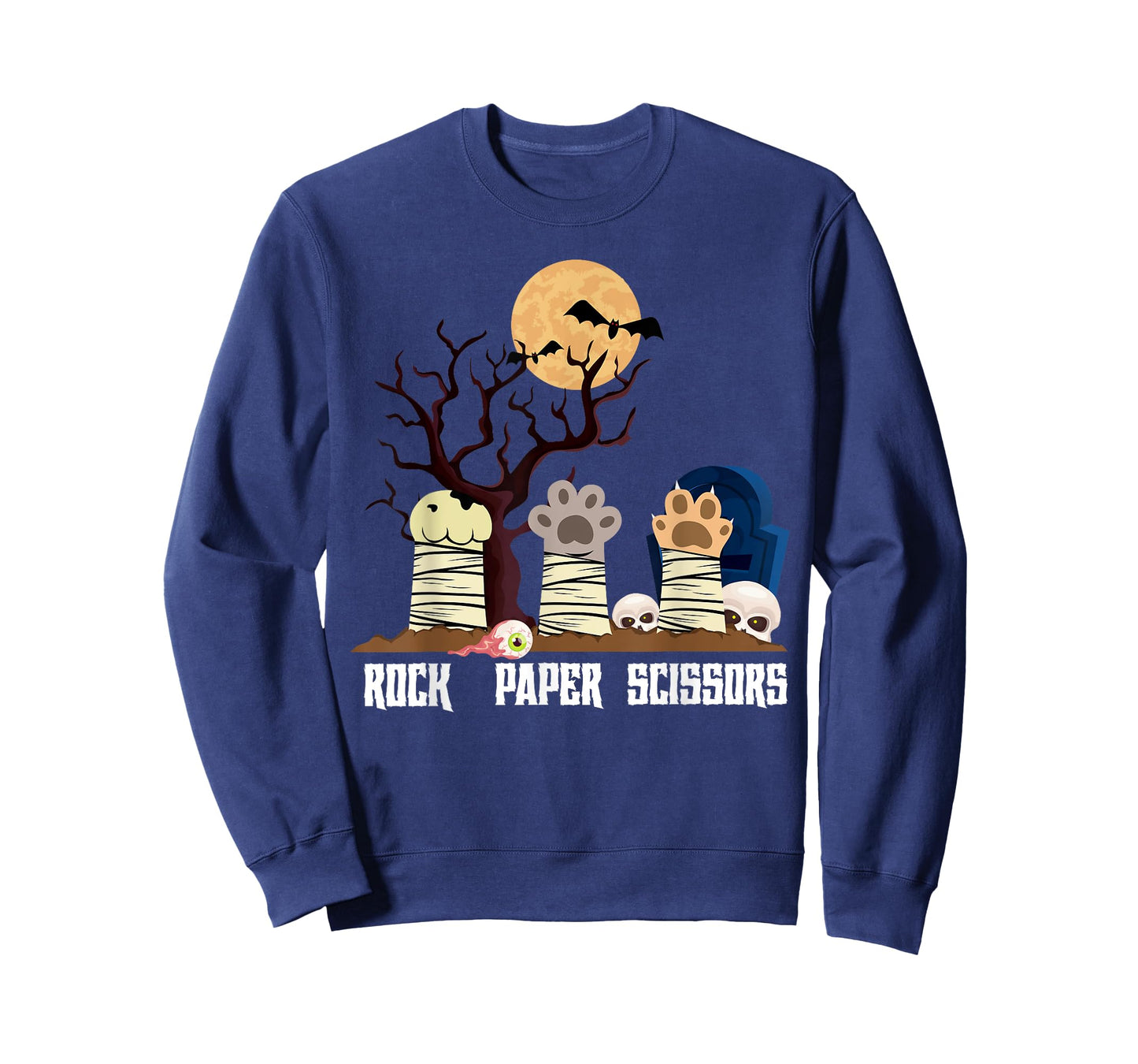 Rock Paper Scissors Animal Meme Halloween Zombie Cat Men Women Kids T-Shirt