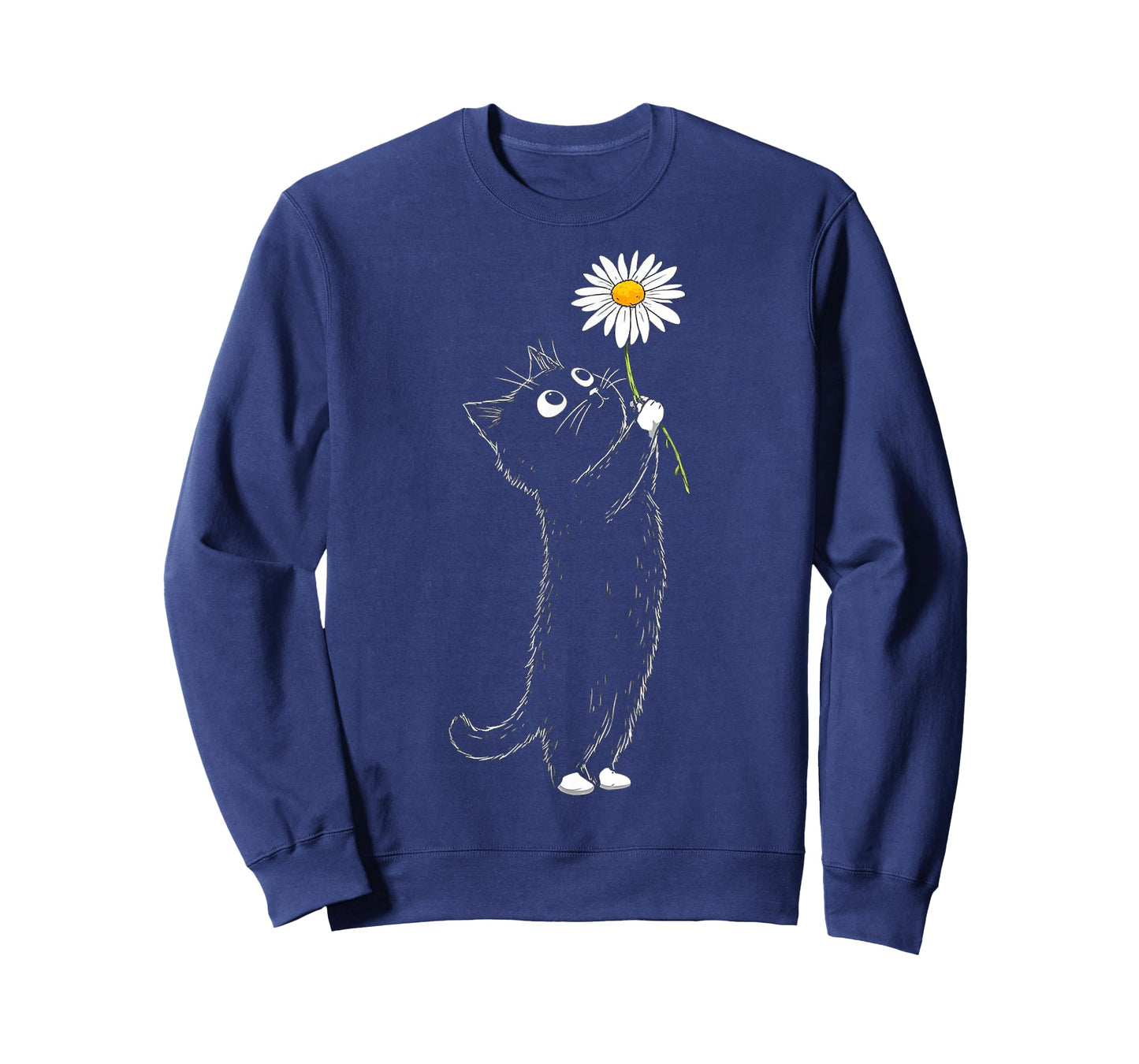 Cat Holding Flower Drawing Cute Artwork Animal Graphic Cat T-Shirt