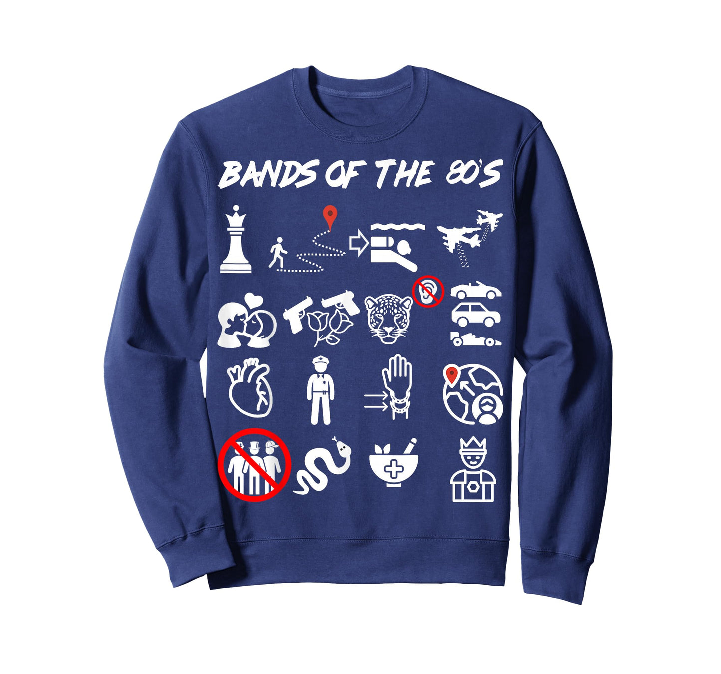 Funny Nerdy Iconic Pop Rock Bands of The 80s White T-Shirt
