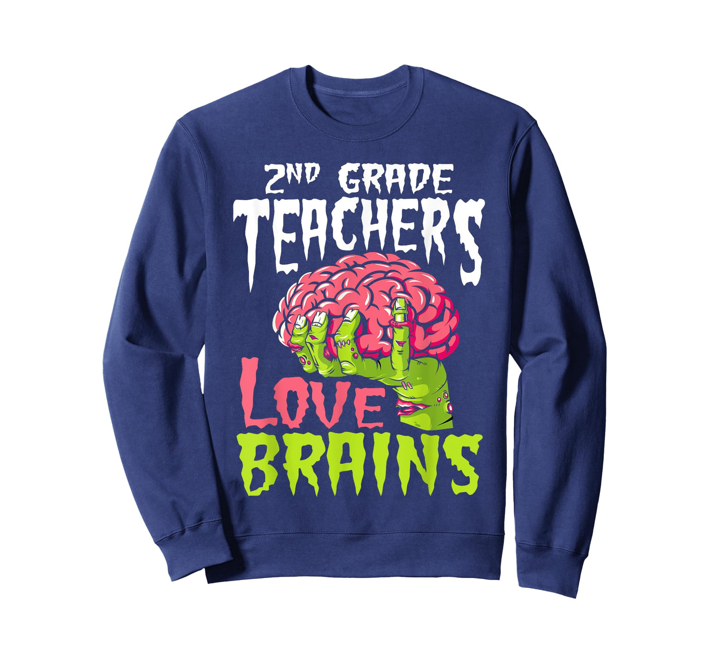 2nd Grade Teachers Love Brains Zombie Teacher Halloween T-Shirt for Men Women Kids