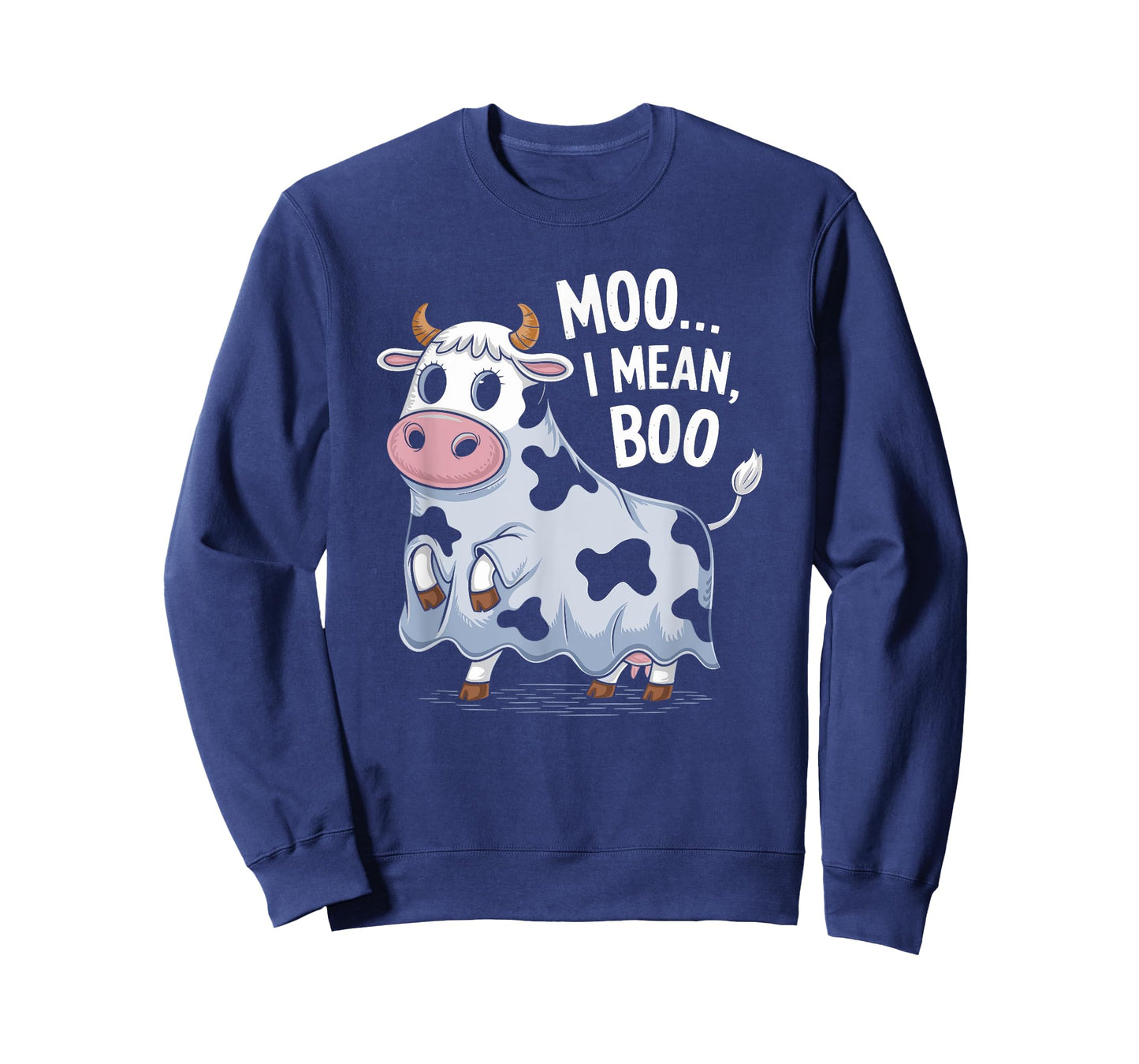 Ghost Cow Moo I Mean Boo Halloween Costume Funny Cow Lover T-Shirt