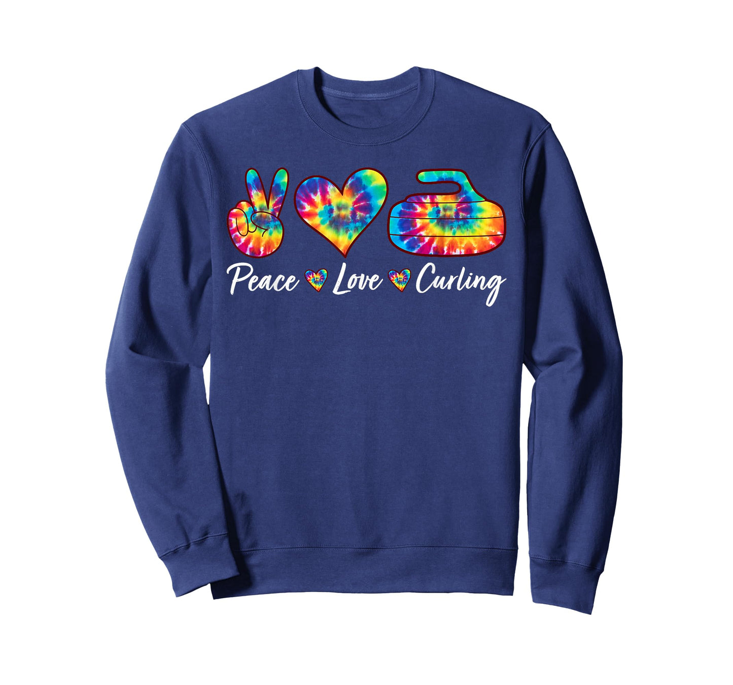 Tie Dye Peace Love Curling Sports Team Game Player T-Shirt