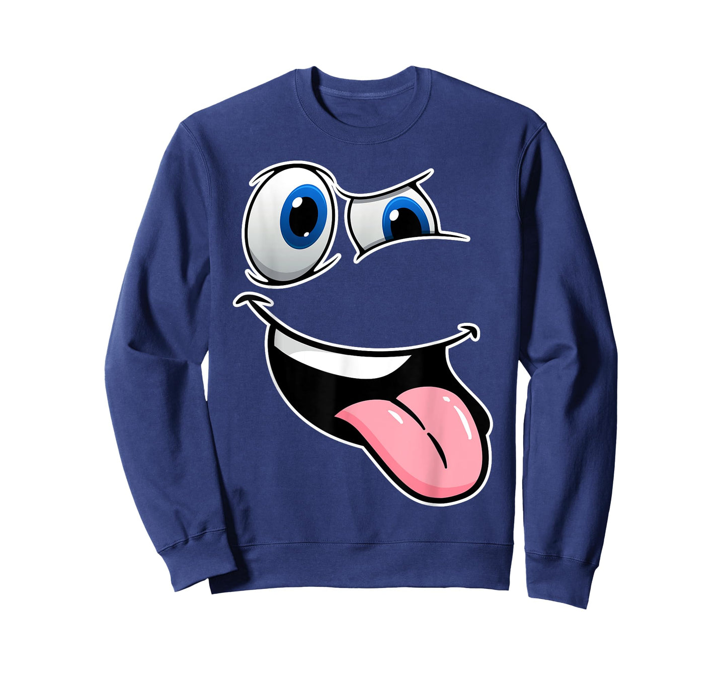 Funny Crazy Eyes & Tongue Out Hilarious Cartoon Face Tee T-Shirt