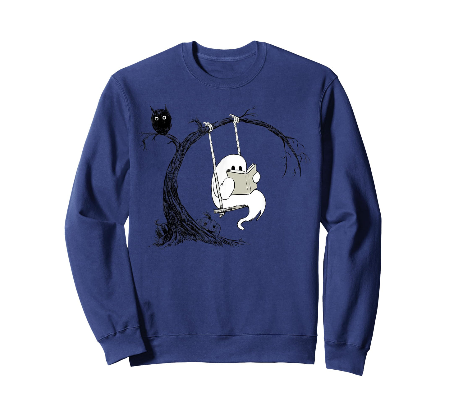 Cute Ghost swinging reading book Halloween ghost costume T-Shirt