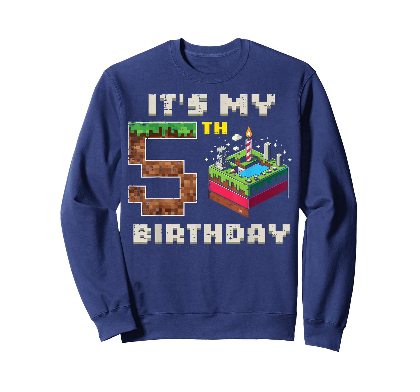 My 5th Birthday Pixel Game 5 Cake Video Gamer Boys Kid Youth T-Shirt