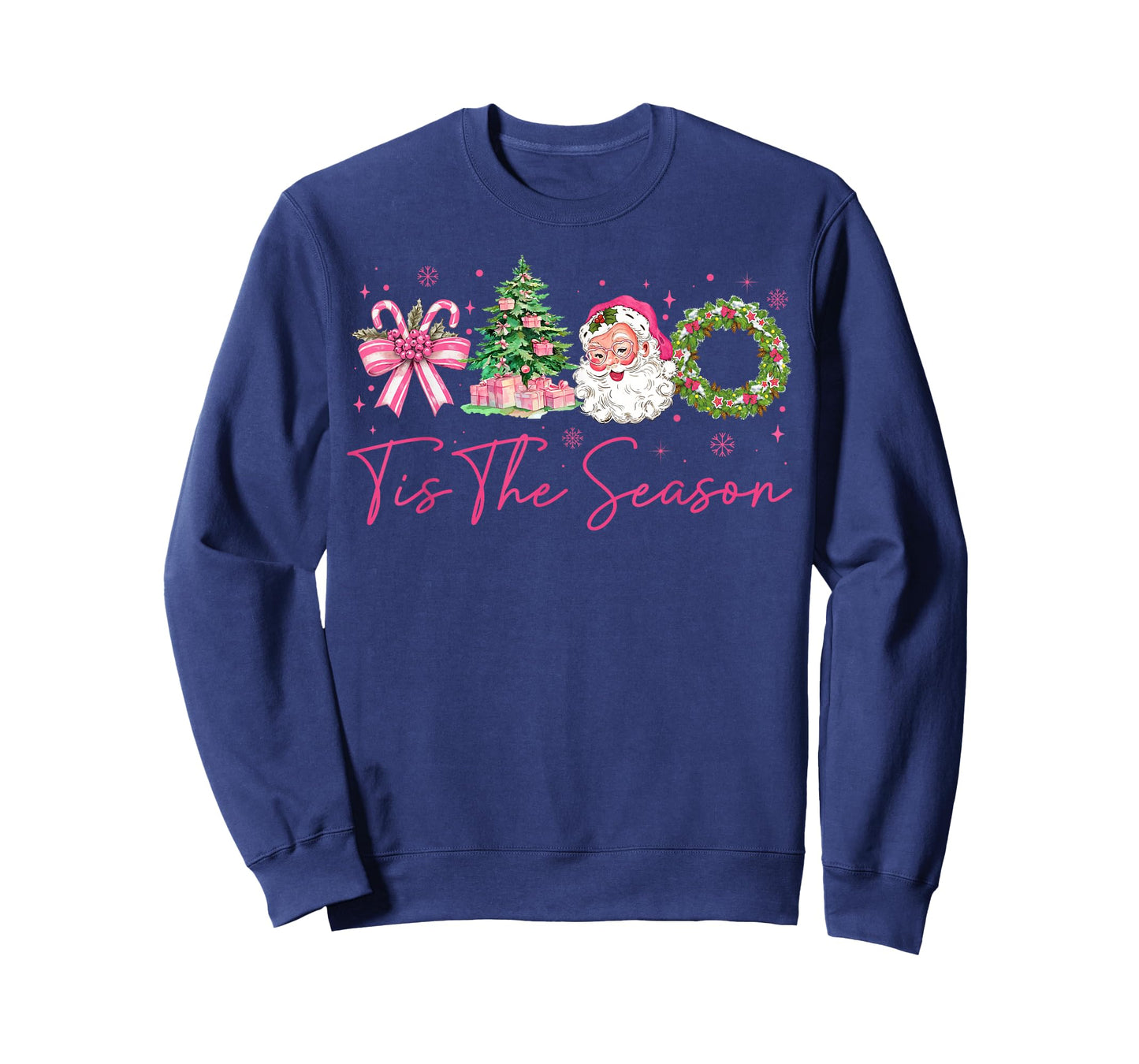 Tis The Season Pink Santa Christmas Coquette Bow Women T-Shirt