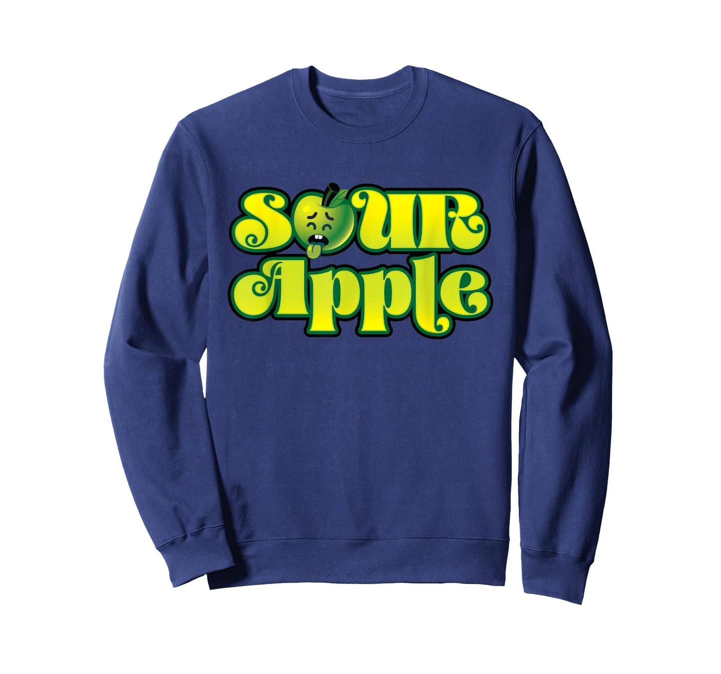 Sour Apple Cartoon Face Funny Retro Design T-Shirt