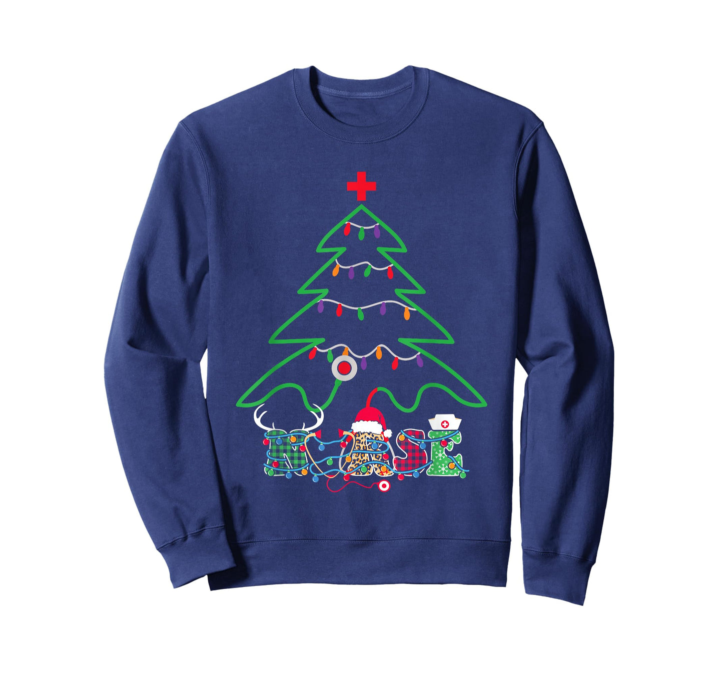 Stethoscope Christmas Tree Nurse Christmas Scrub Top Xmas T-Shirt