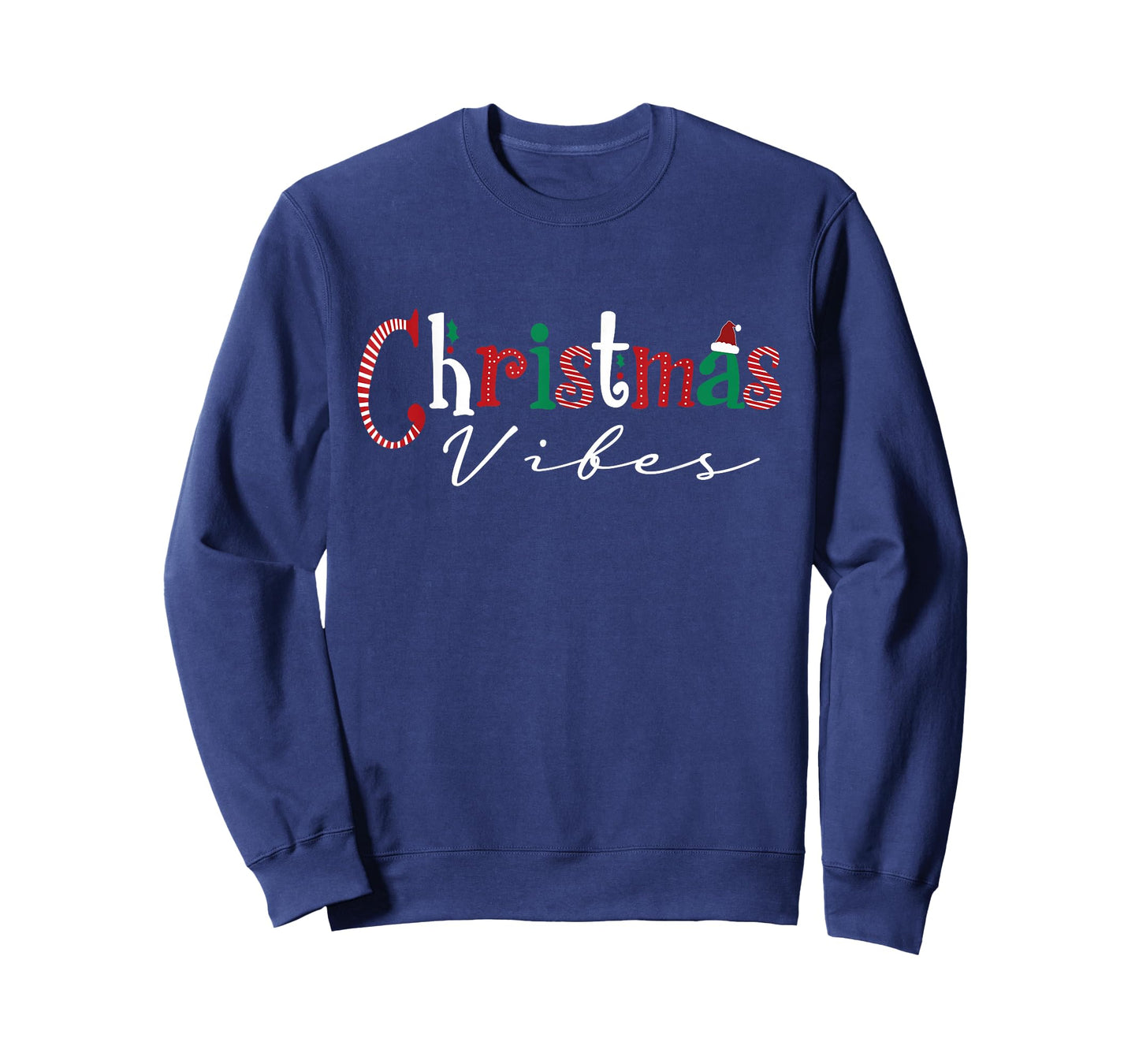 Christmas Vibes Santa Hat, Holly, Holiday Vibes Christmas T-Shirt