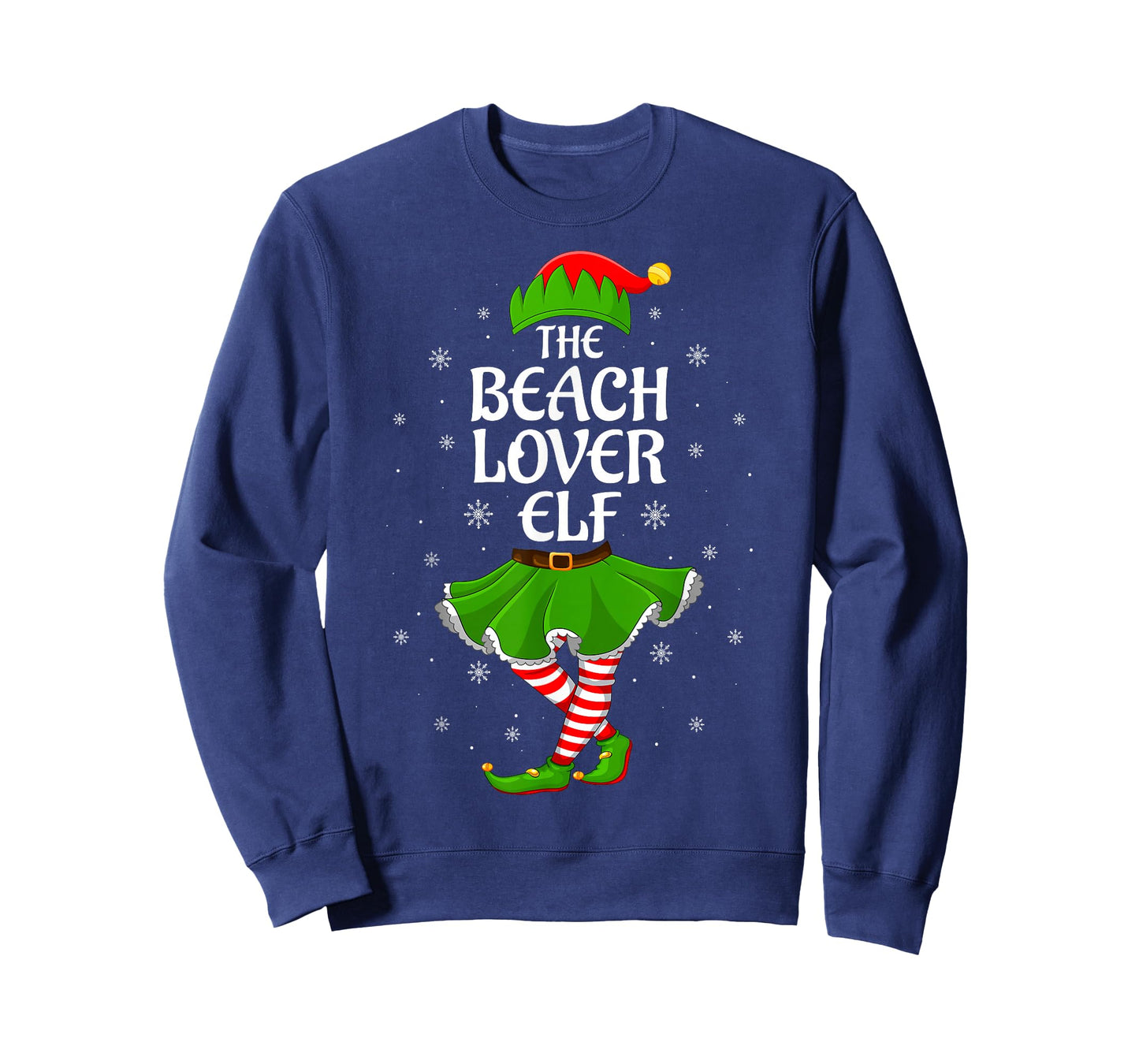Beach Lover Elf Christmas Family Girls Women Elf Squad Xmas T-Shirt