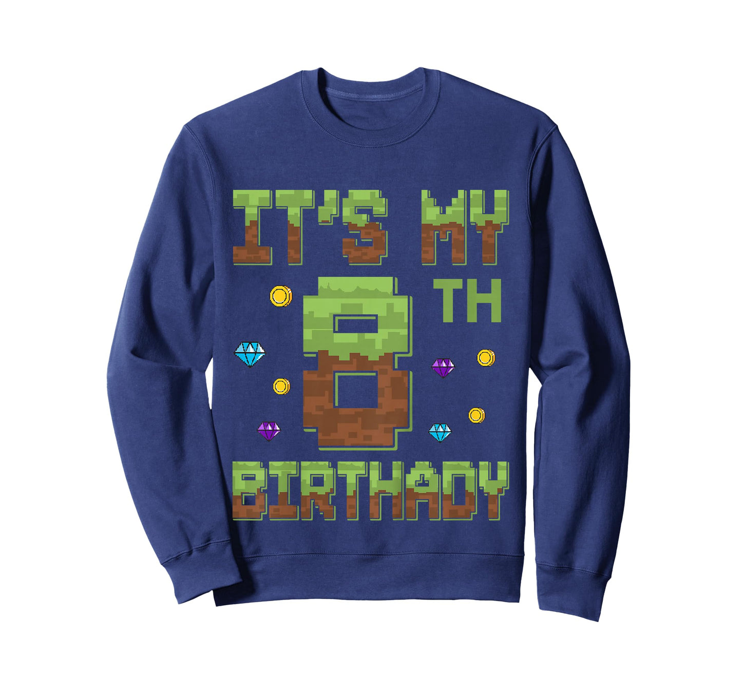 Birthday Boy It's My 8th Birthday 8 Year Old Pixel Gamer T-Shirt