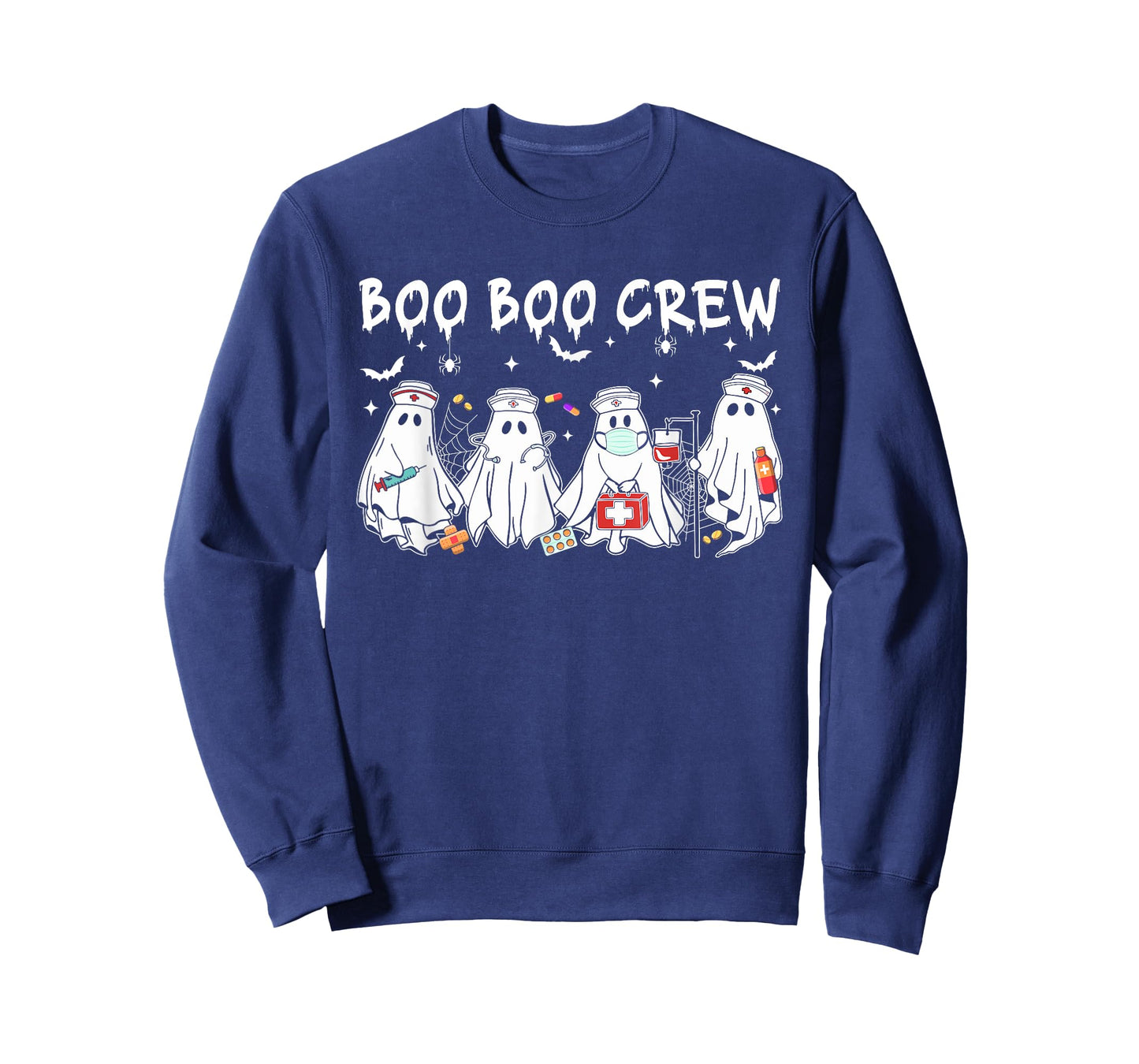 Boo Boo Crew Cute Ghost Nurses Women Halloween Scrub Top T-Shirt