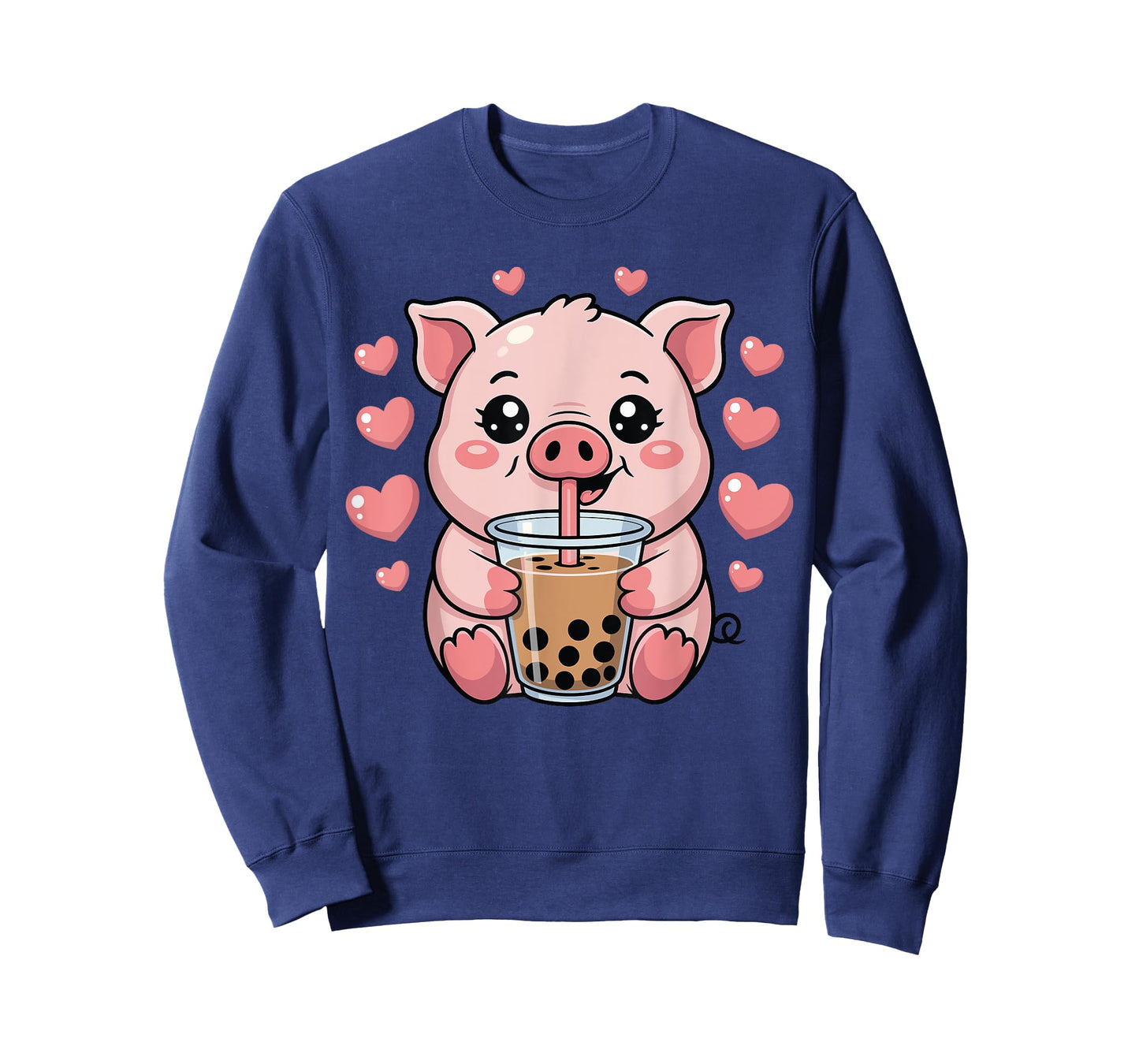 Cute Pig Kawaii Anime Drinking Bubble Tea Lover Girls T-Shirt