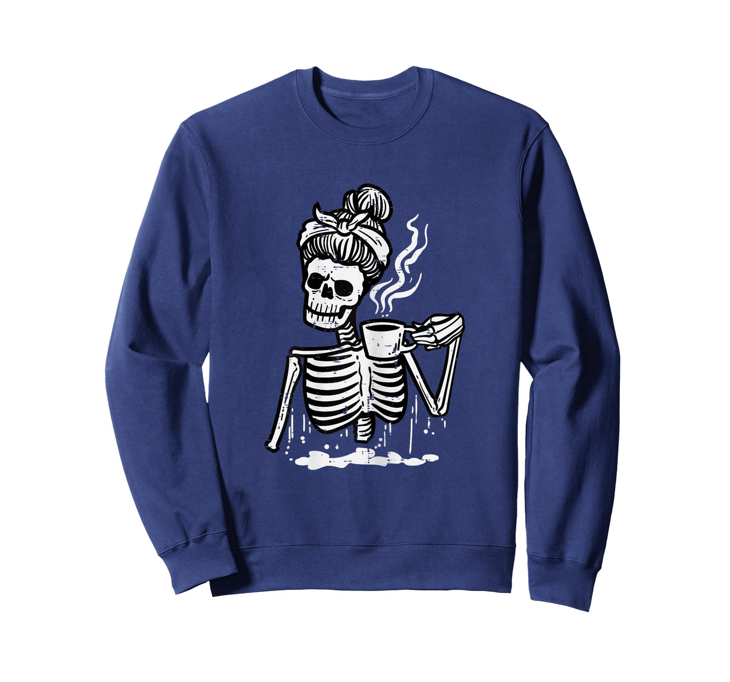 Halloween Skeleton Messy Bun Coffee Funny Costume Mom Women T-Shirt