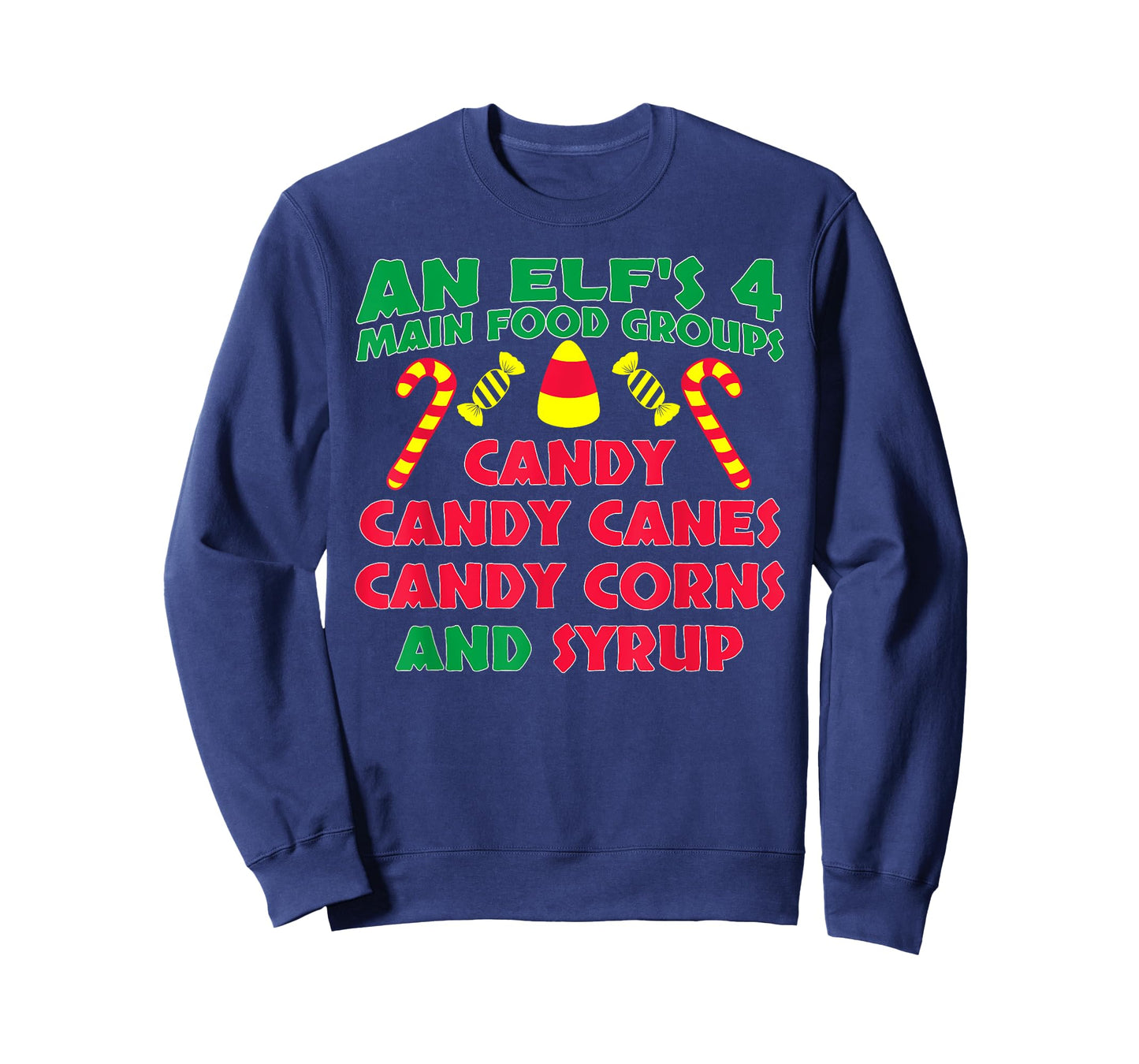 An Elf's 4 Main Food Groups Funny Cute Christmas T-Shirt T-Shirt