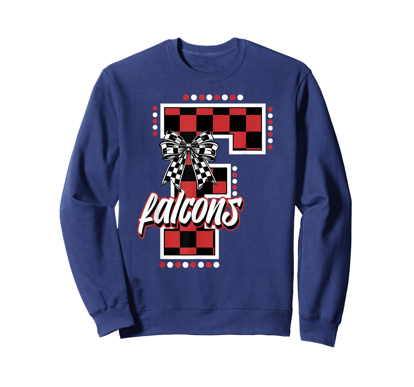 Falcons Checkered Letter School Spirit Mascot Red Game Day T-Shirt